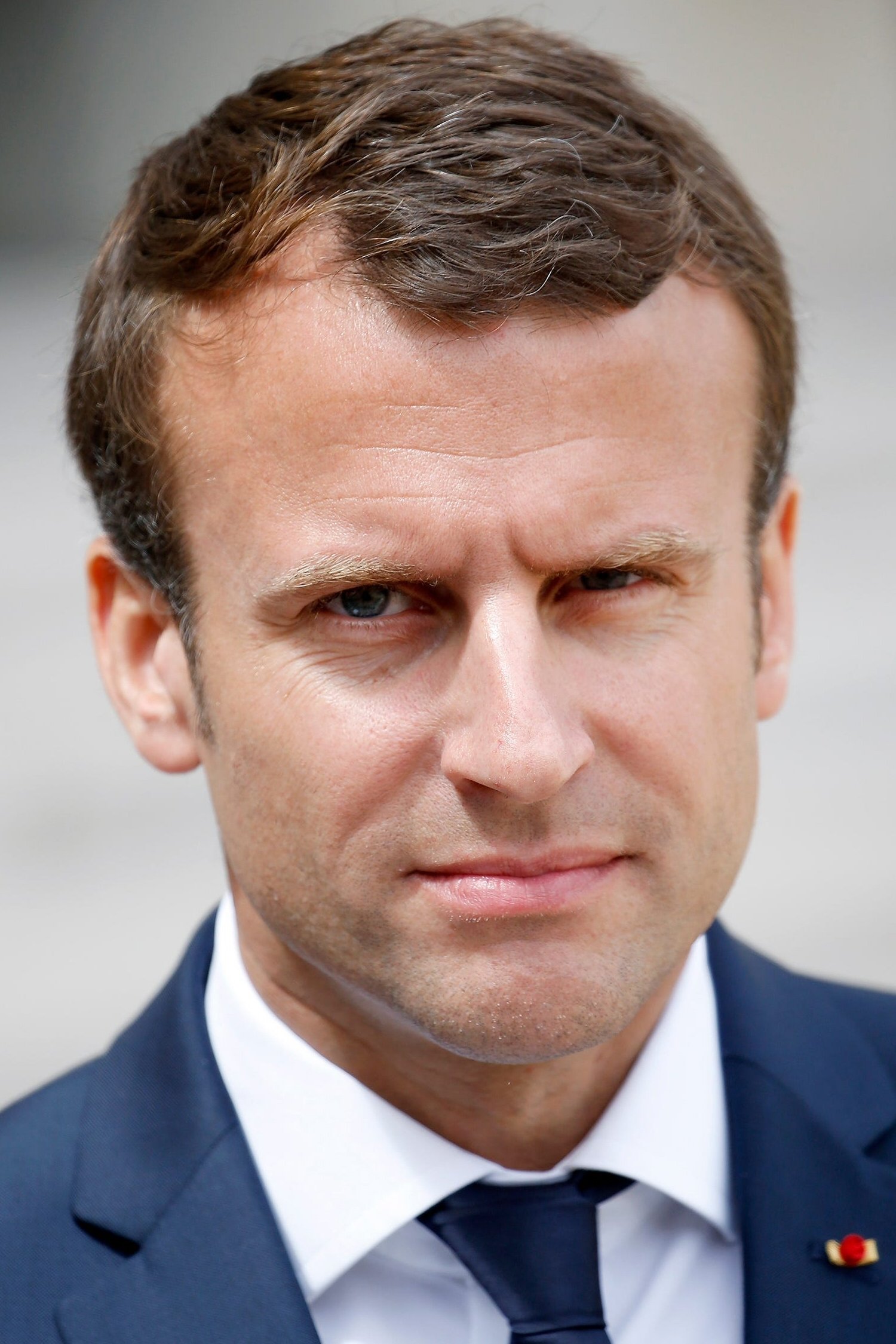 et billede af Emmanuel Macron