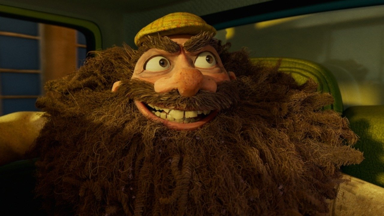Caption: a close up of a cartoon character with a beard