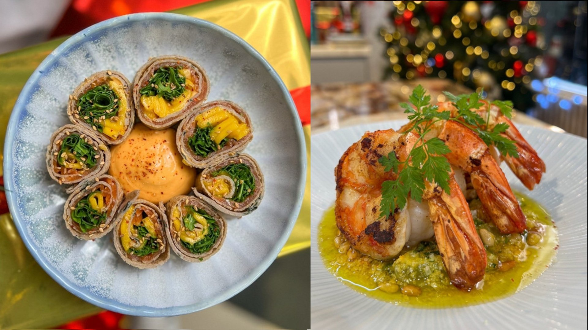 Tous en cuisine avec Cyril Lignac - Galettes Roll au saumon fumé / Gambas grillées