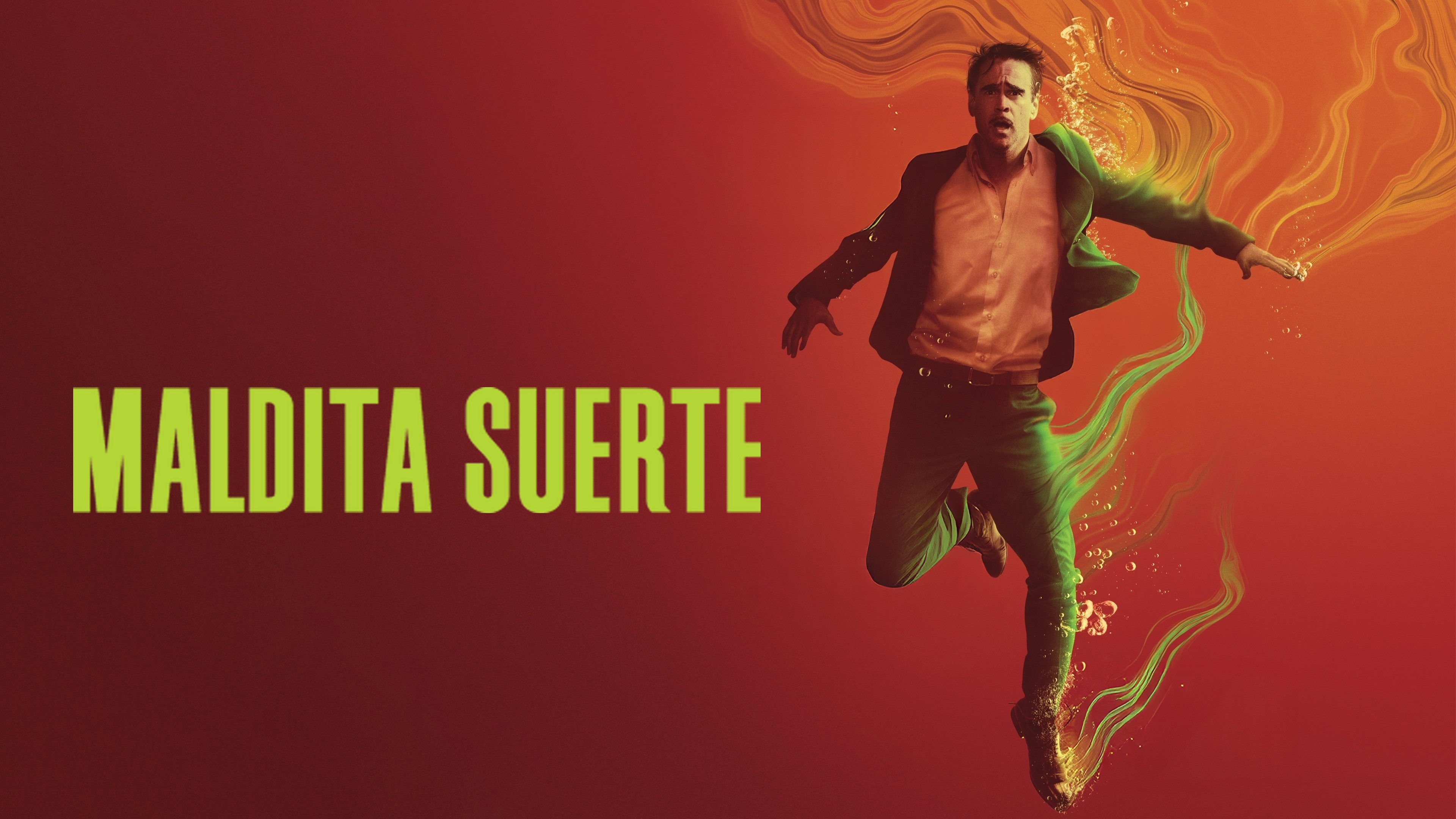 Caption: a man in green pants and a red background