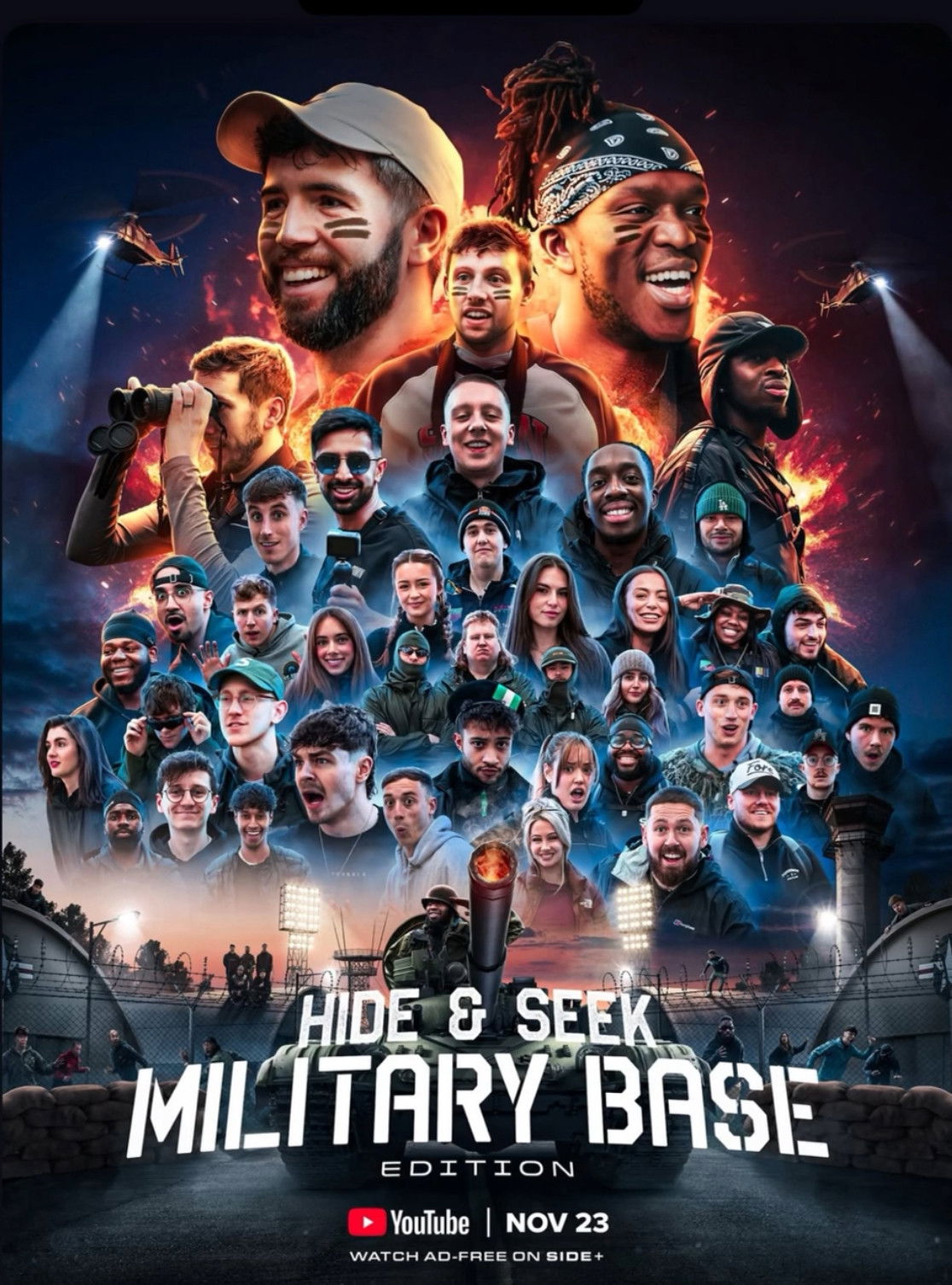 Sidemen Vs 50 Youtubers Ultimate Hide And Seek In A Military Base