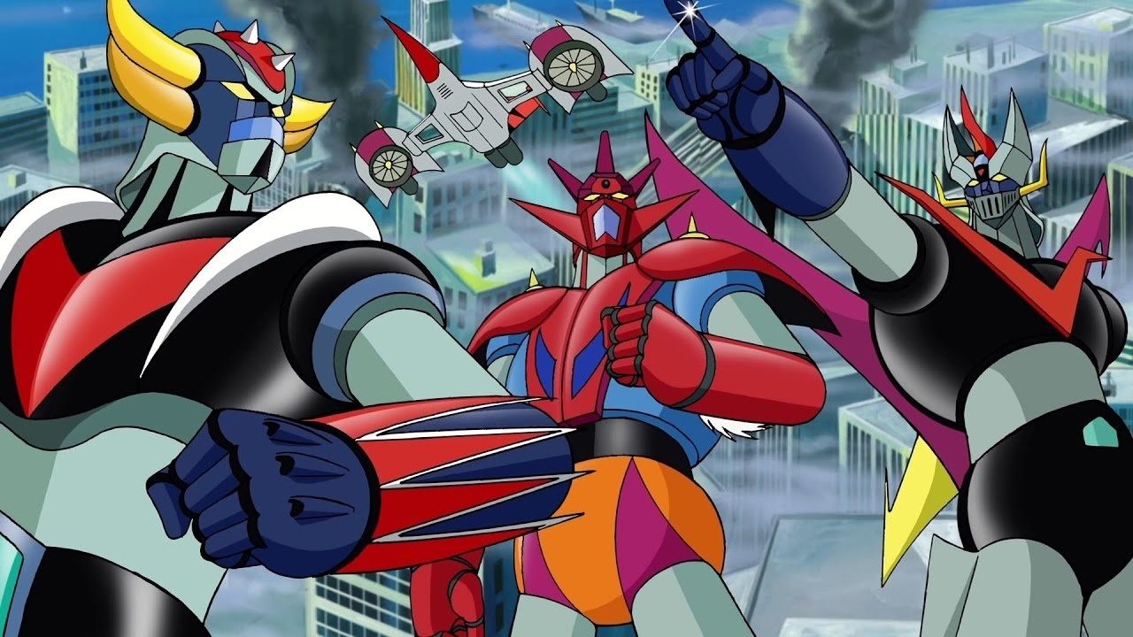 Il Grande Mazinga, Getta Robot G, UFO Robot Goldrake contro il Dragosauro