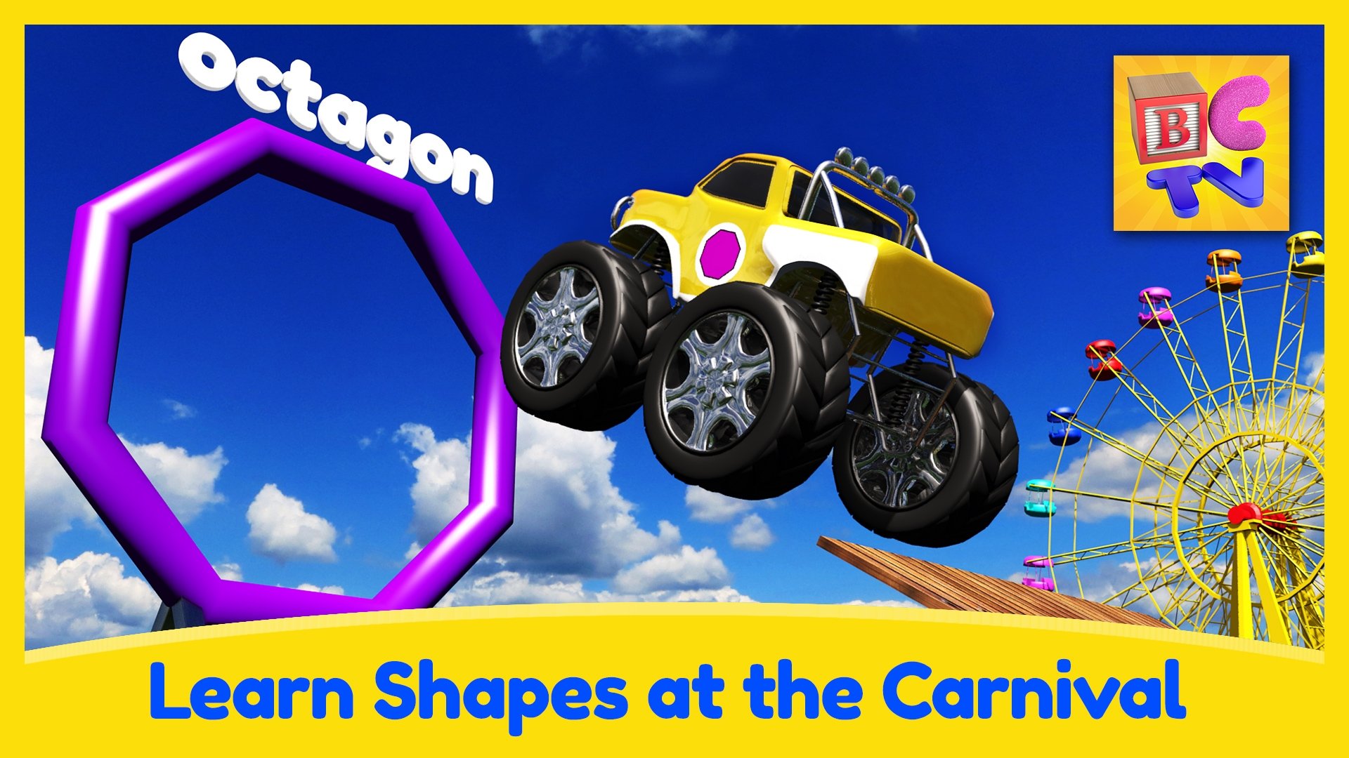 Thumbnail for Carnival Learning Pt1 - Learn Shapes with Monster Trucks and a Carnival Game for Kids Season 1 Episode 22
