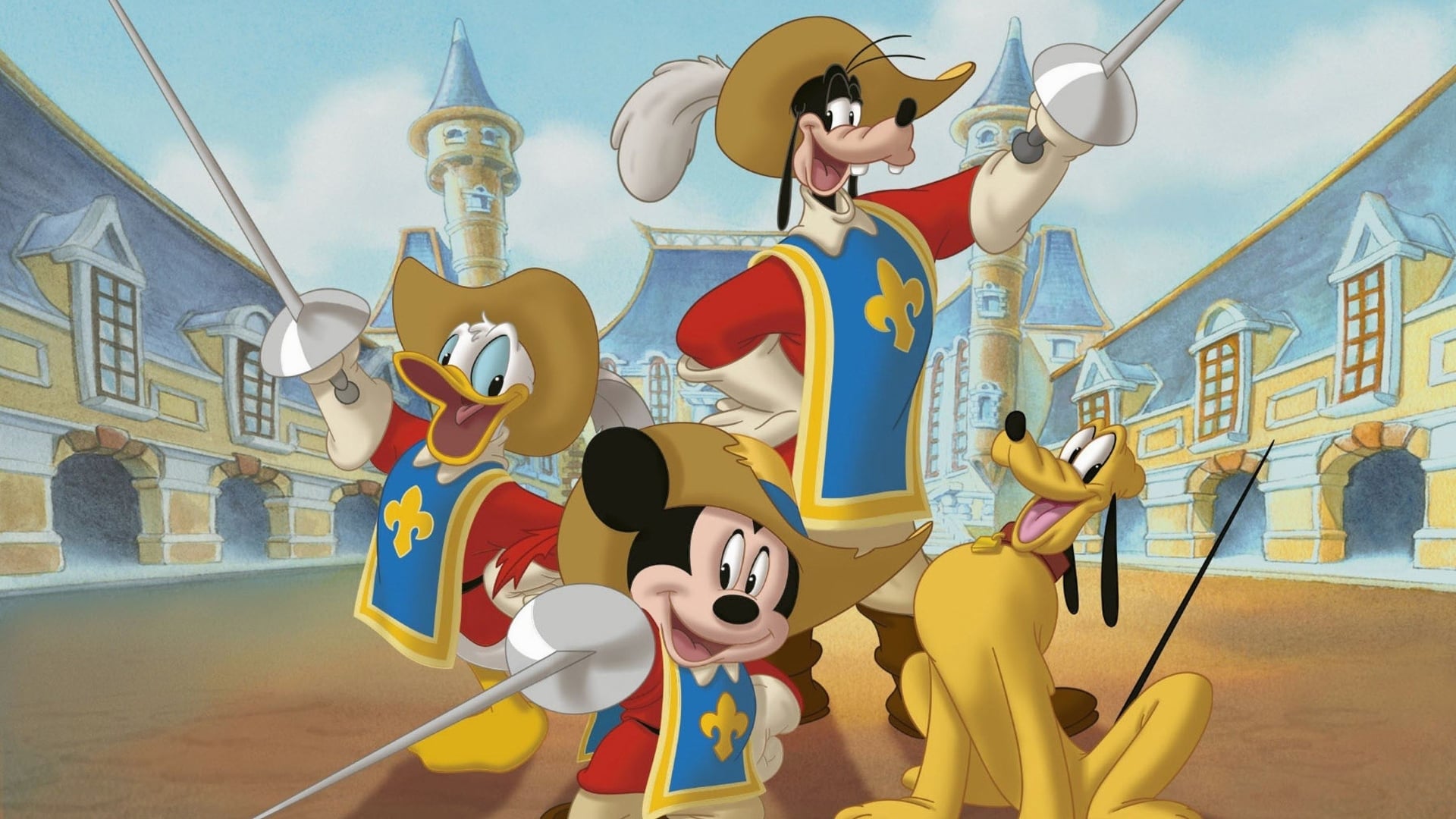 Tři mušketýři: Mickey, Donald a Goofy