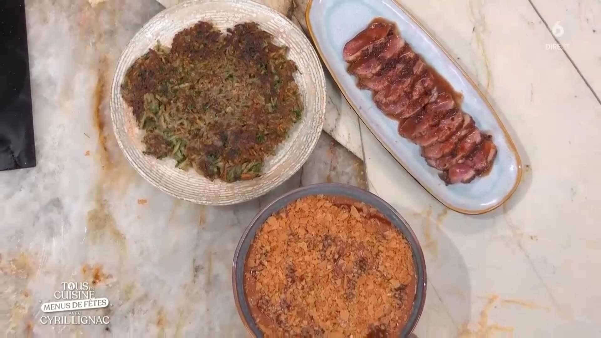 Tous en cuisine avec Cyril Lignac - Magret de canard aux pruneaux, Mousse au chocolat noir, chantilly caramel