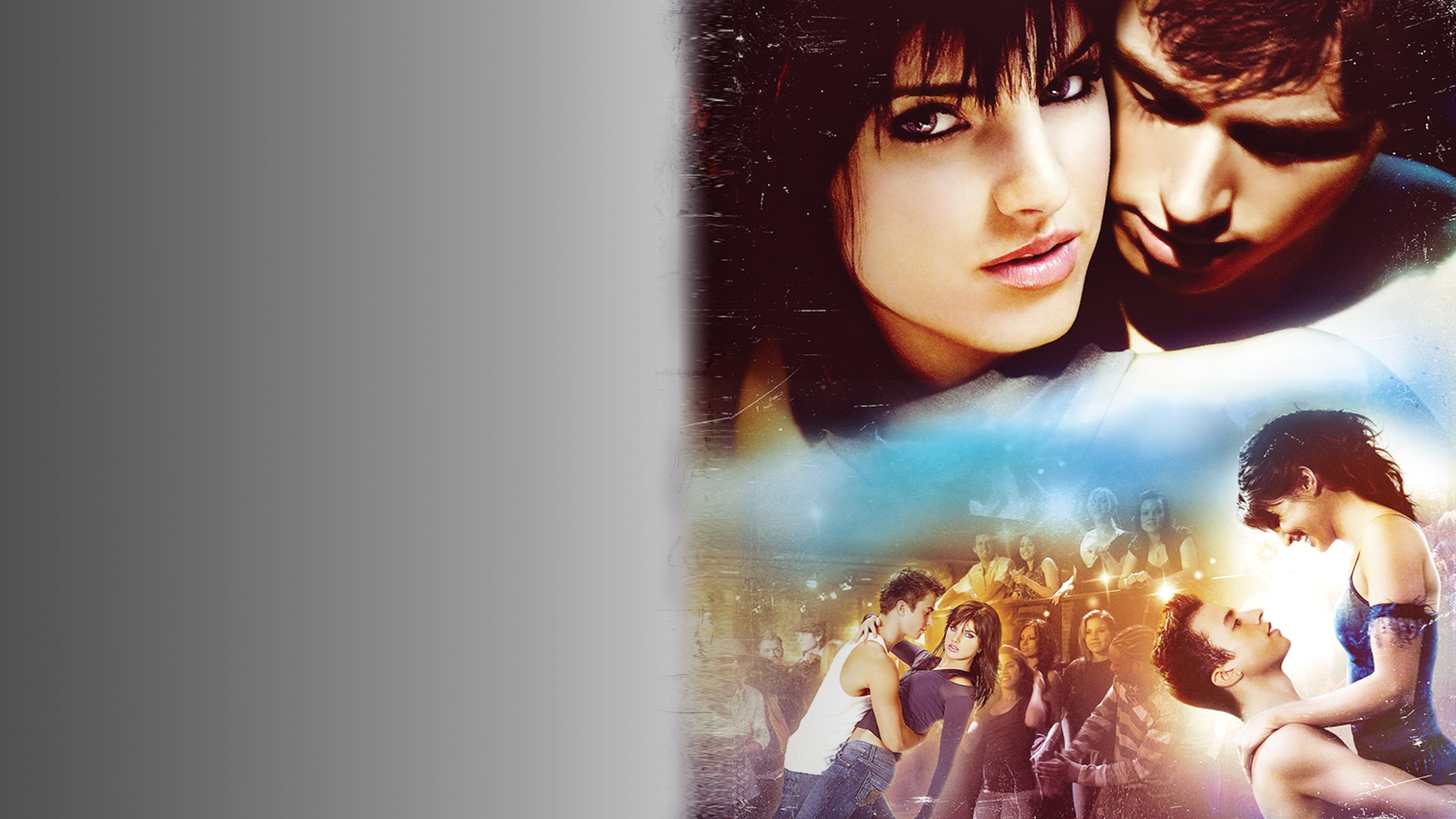 Caption: a movie poster with a man and a woman kissing