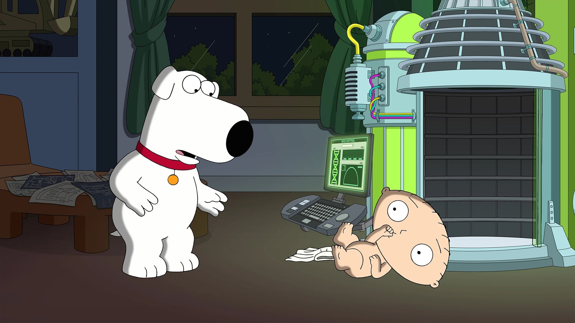 Stewie Builds A DNA-altering Machine That Will Allow Him To Remain Smart Fo...