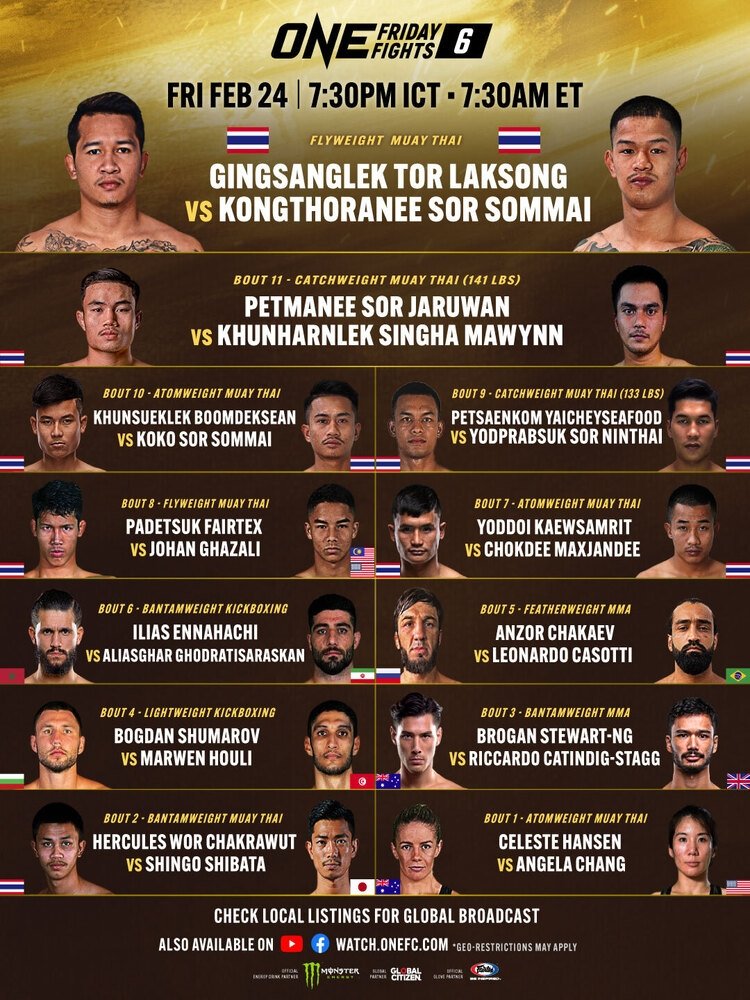ONE Friday Fights 6: Gingsanglek vs. Kongthoranee ONE Friday Fights 6: Gingsanglek vs. Kongthoranee