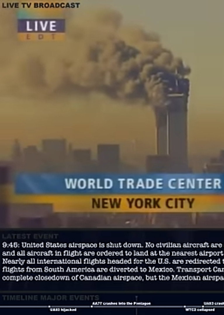 9/11 attacks in realtime (dashboard) 7:46am-12:00pm