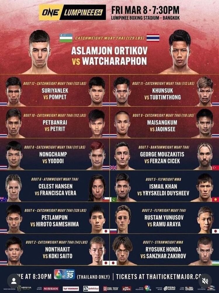 ONE Friday Fights 54: Ortikov vs. Watcharaphon ONE Friday Fights 54: Ortikov vs. Watcharaphon