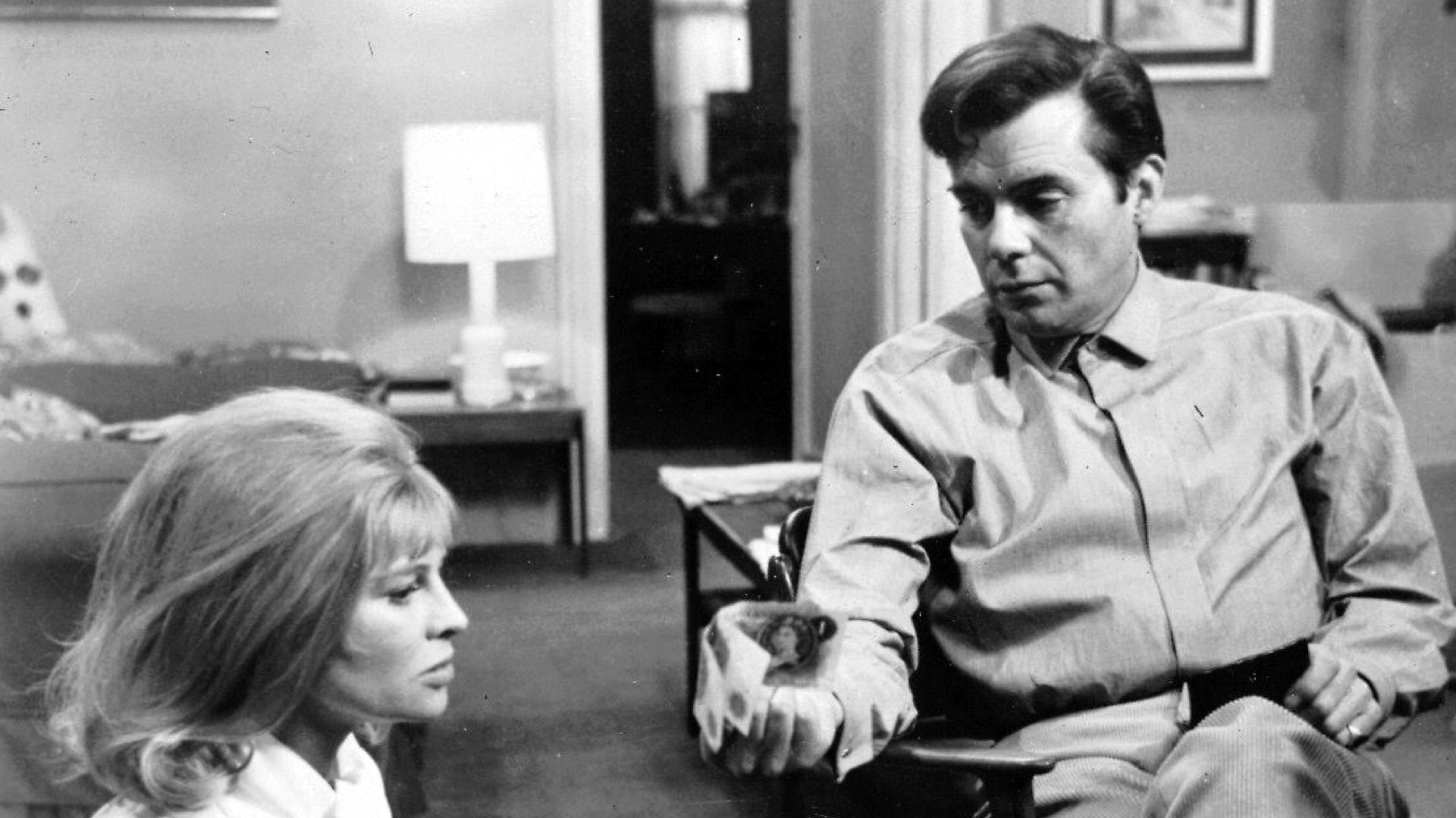 Julie Christie and Dirk Bogarde in Darling (1965).