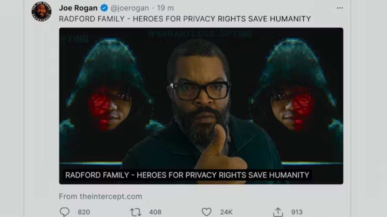 Caption: a screen shot of a tweet with a picture of a man with red