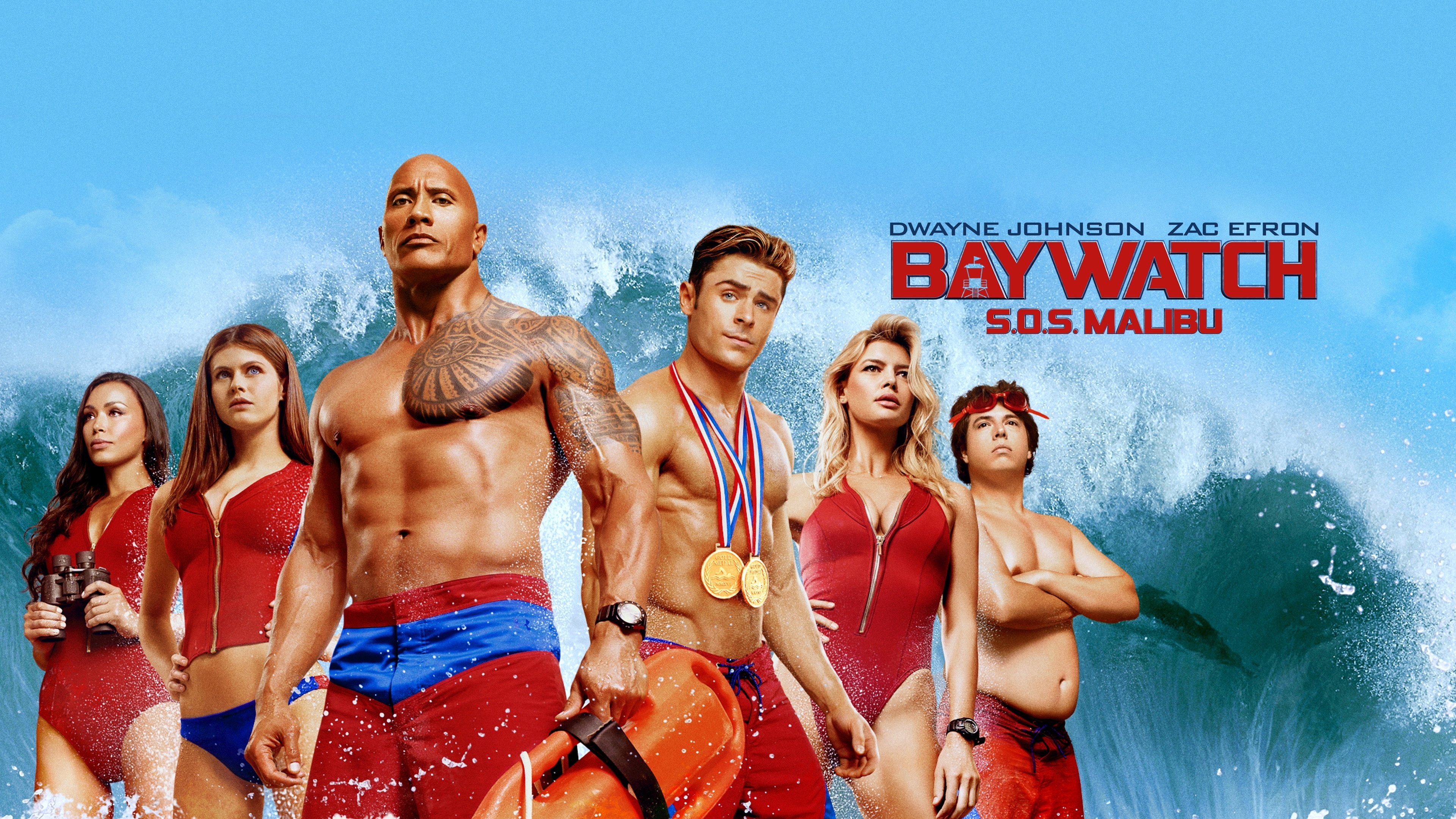 Caption: a group of people in bathing suits standing in front of a wave