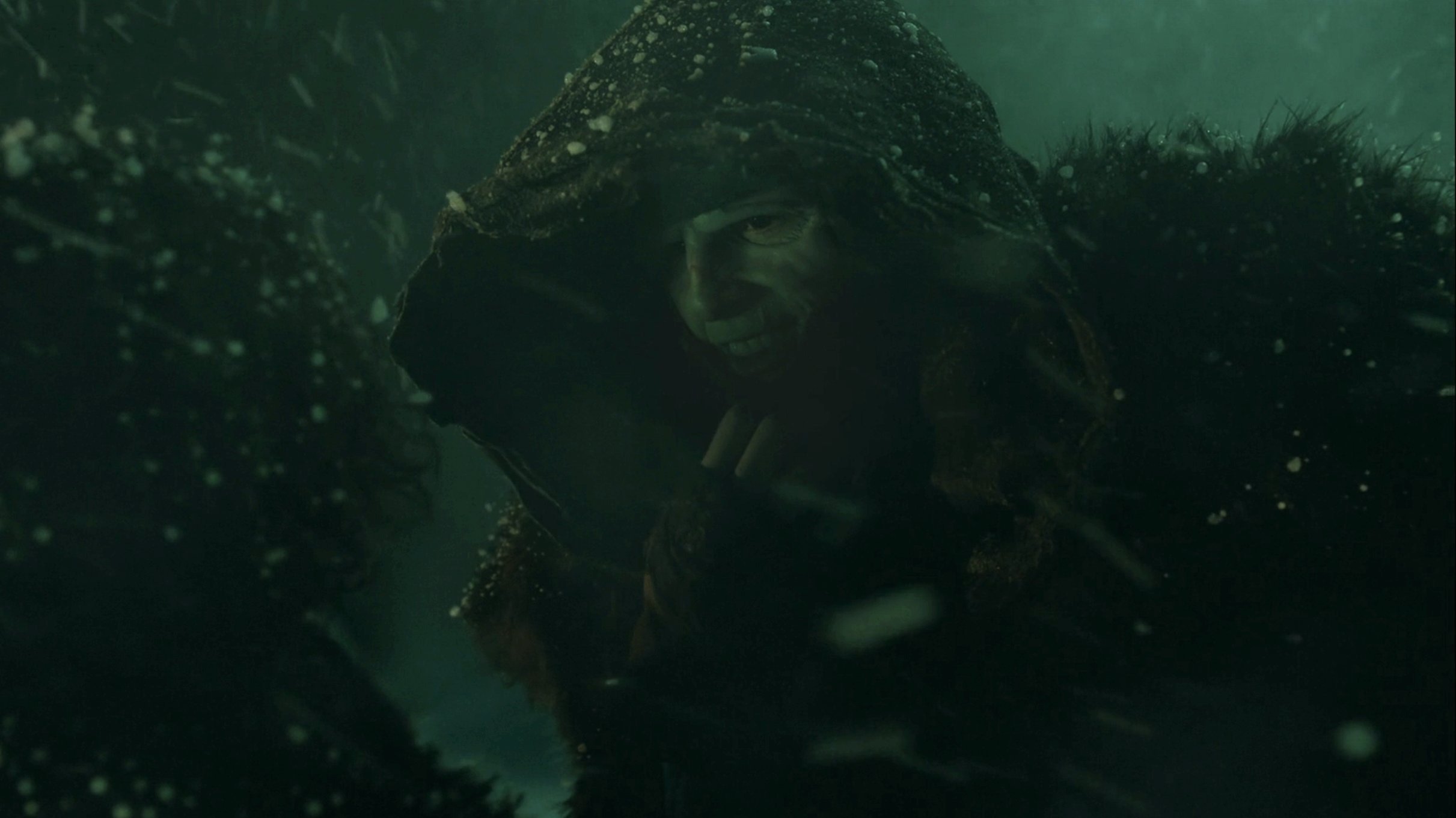 Caption: a man in a fur coat standing in the snow