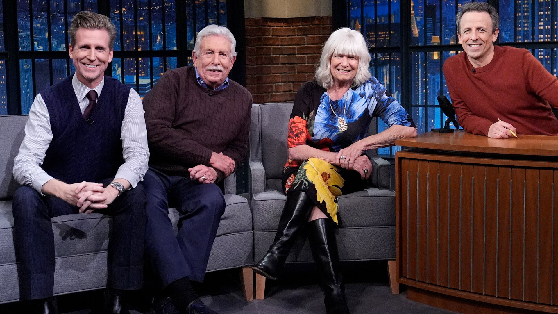 Late Night with Seth Meyers Season 12 :Episode 35  Hilary, Larry and Josh Meyers