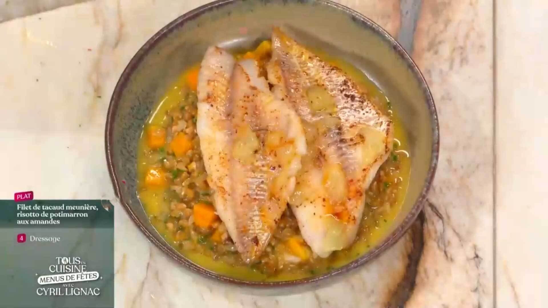 Tous en cuisine avec Cyril Lignac - Tartare de saint-jacques, Filet de tacaud meunière