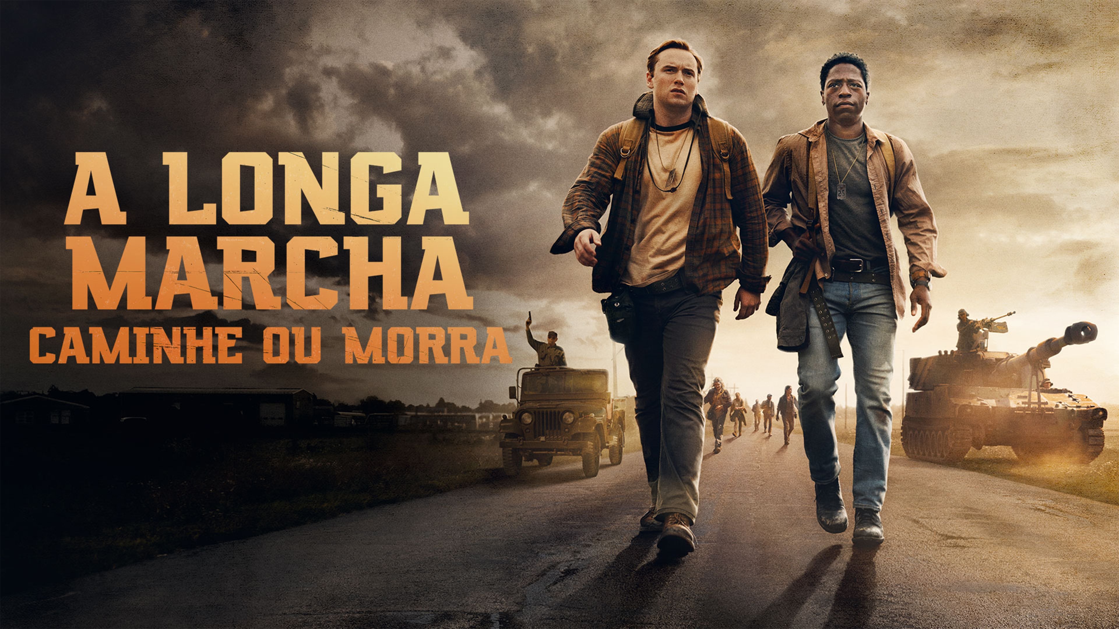 Caption: a movie poster with two men walking down a road