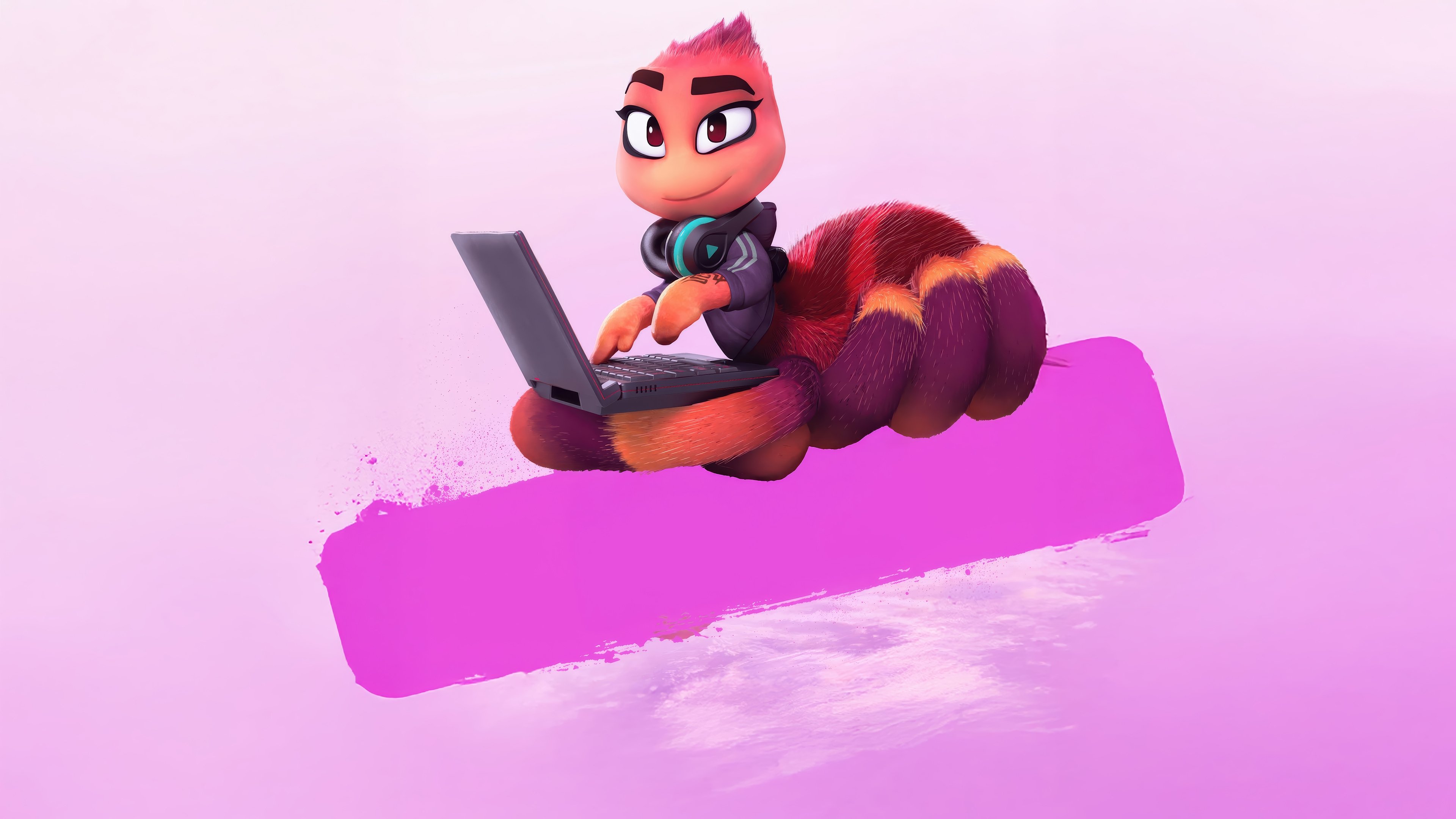 Caption: a cartoon character sitting on top of a laptop computer
