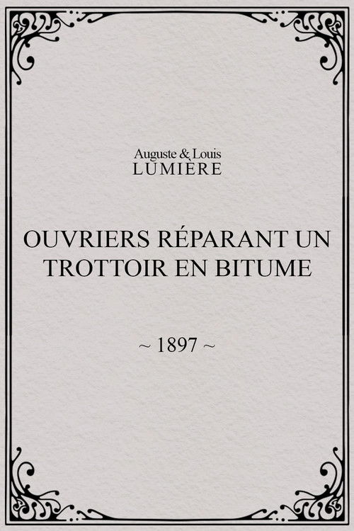 Workers Repairing a Sidewalk with Bitumen