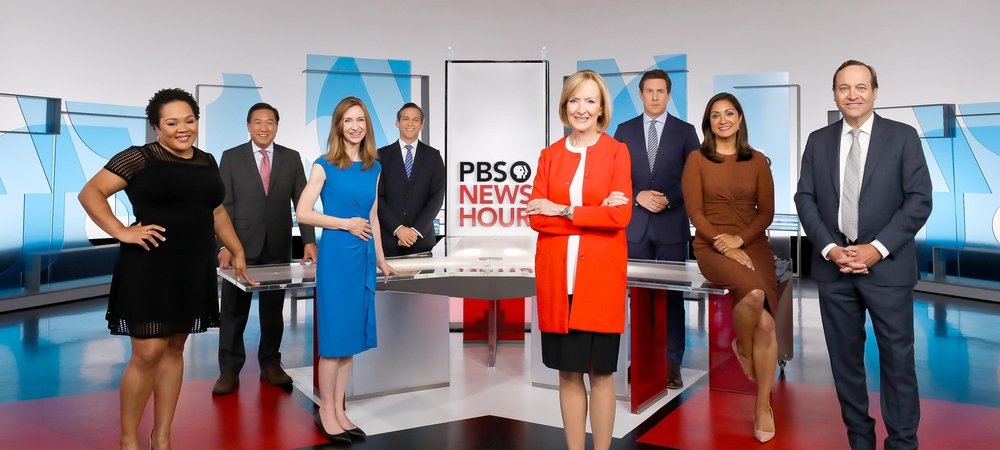 Backdrop of PBS News Hour