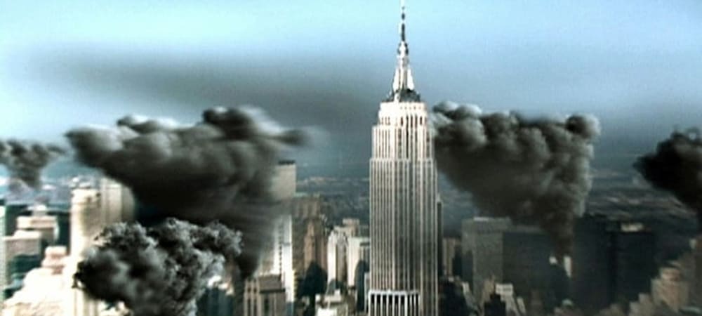 Backdrop of Disaster Zone: Volcano in New York