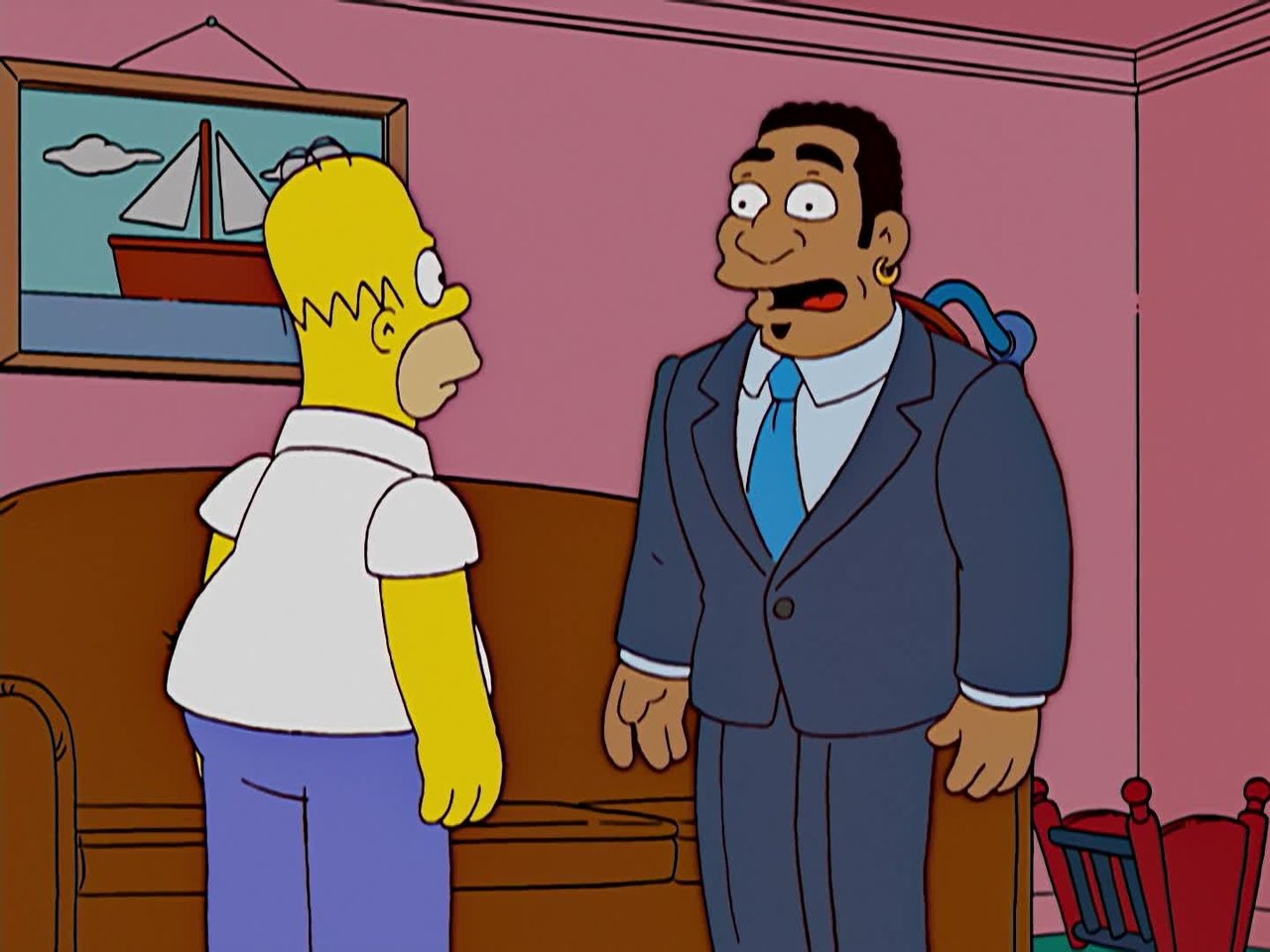 Escena de La jugada desesperada de Homero y Ned