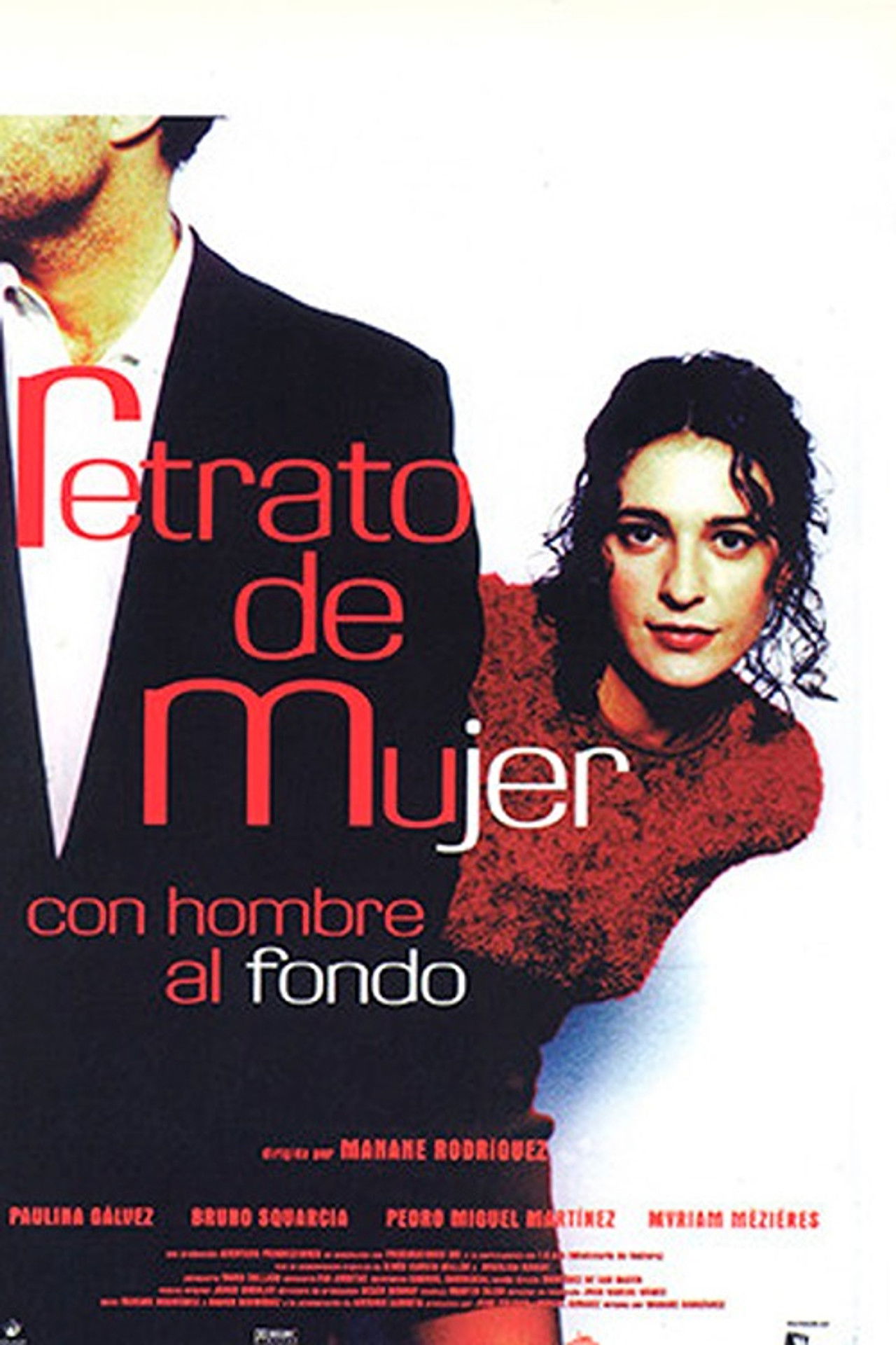 Retrato de mujer con hombre al fondo Backdrop