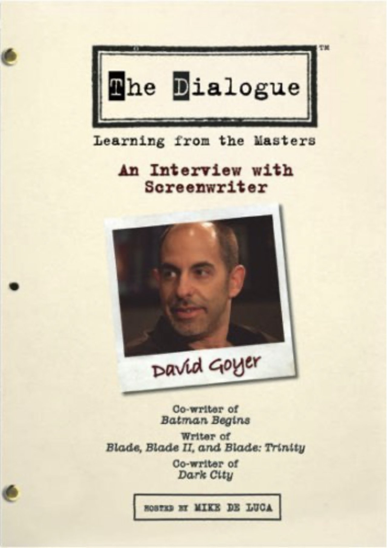 مشاهدة فيلم The Dialogue: An Interview with Screenwriter David Goyer مترجم بدون اعلانات - بوستر