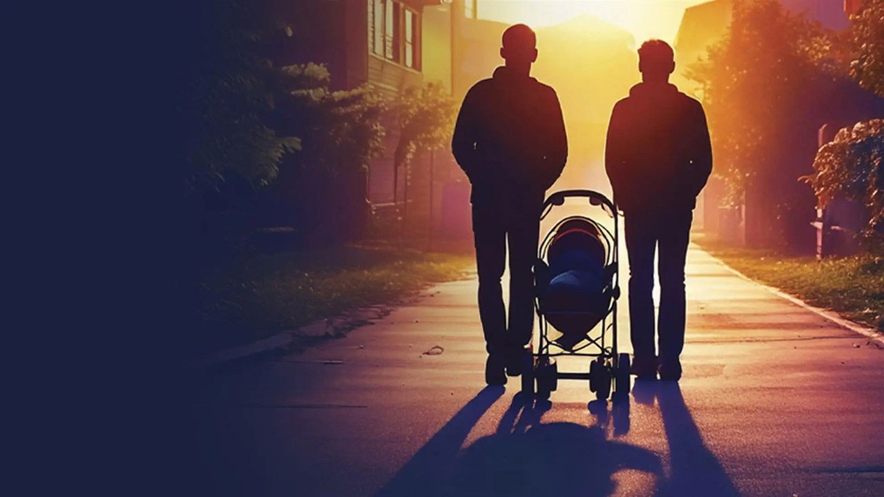 Dy hajdutë dhe një foshnjë backdrop