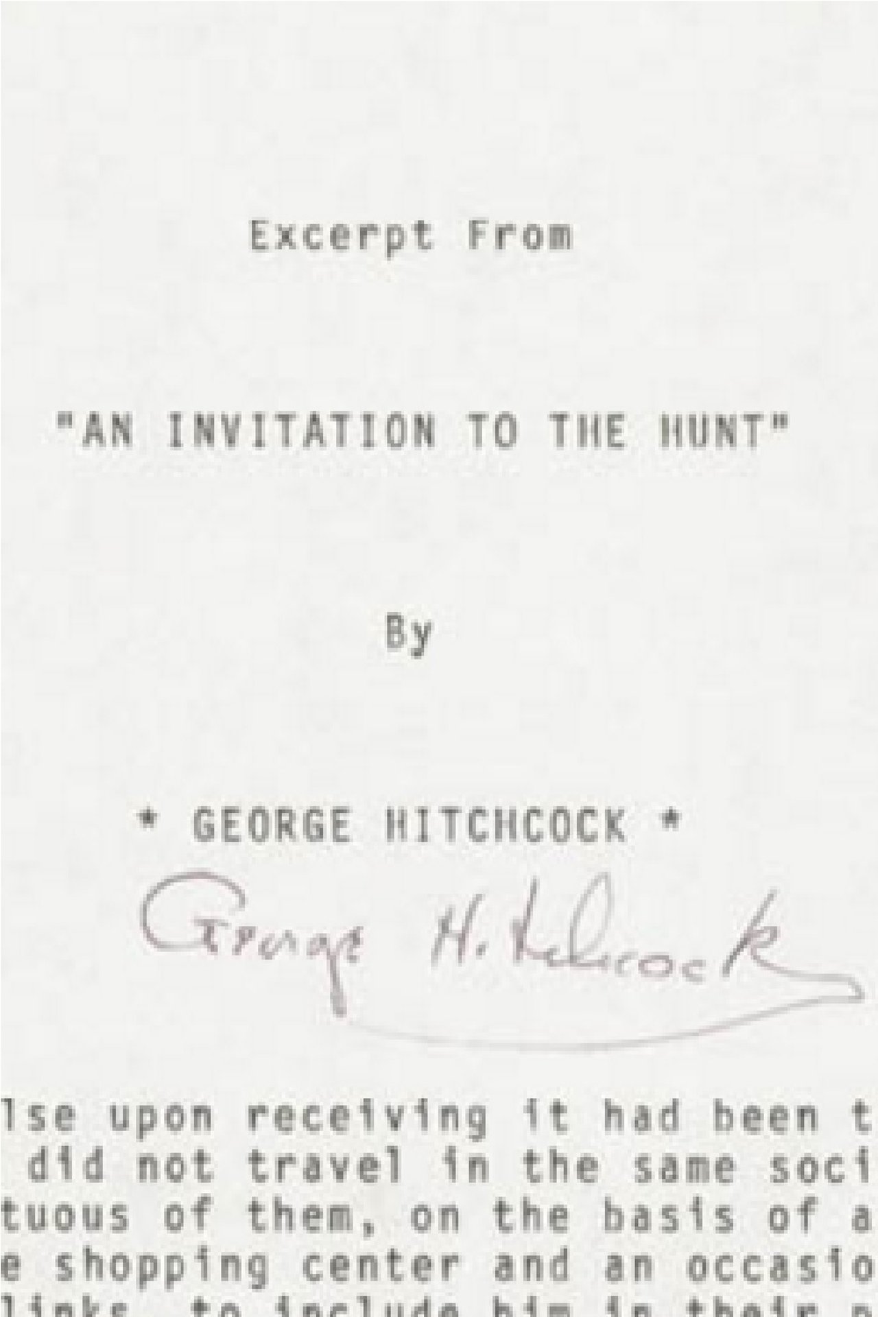 Une invitation à la chasse Une invitation à la chasse