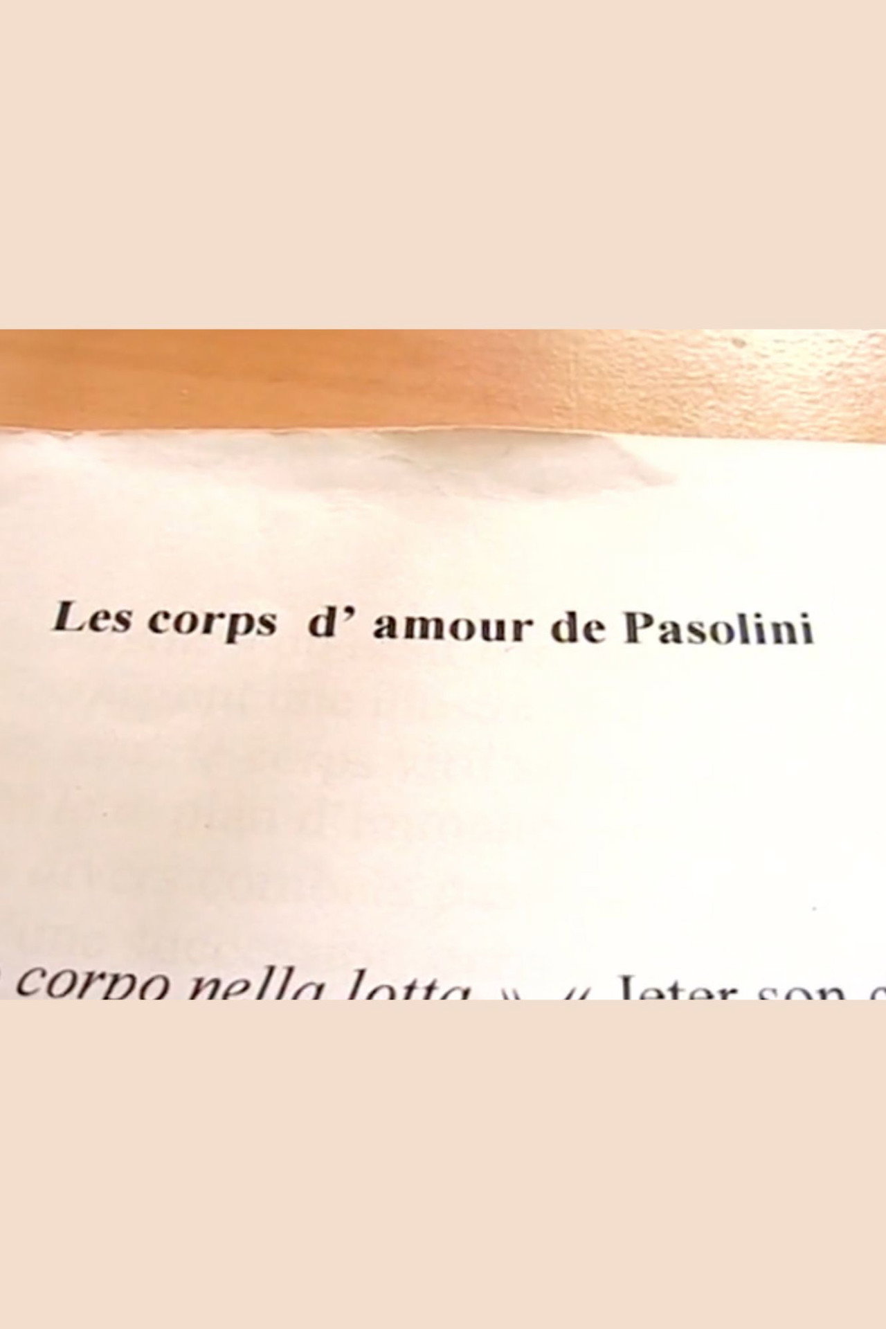 Les corps d'amour de Pasolini filmaffisch
