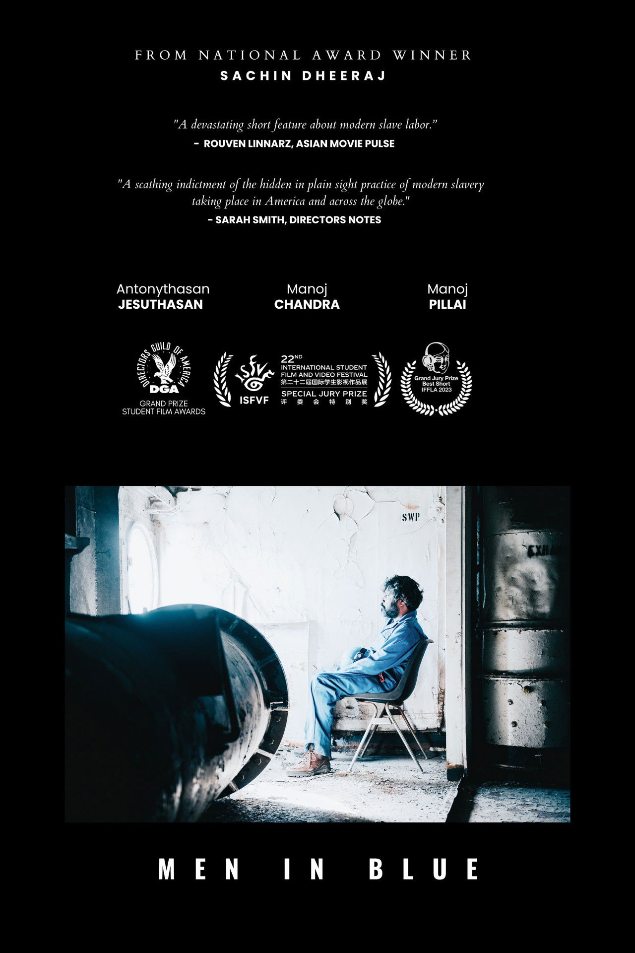 Men in Blue Backdrop