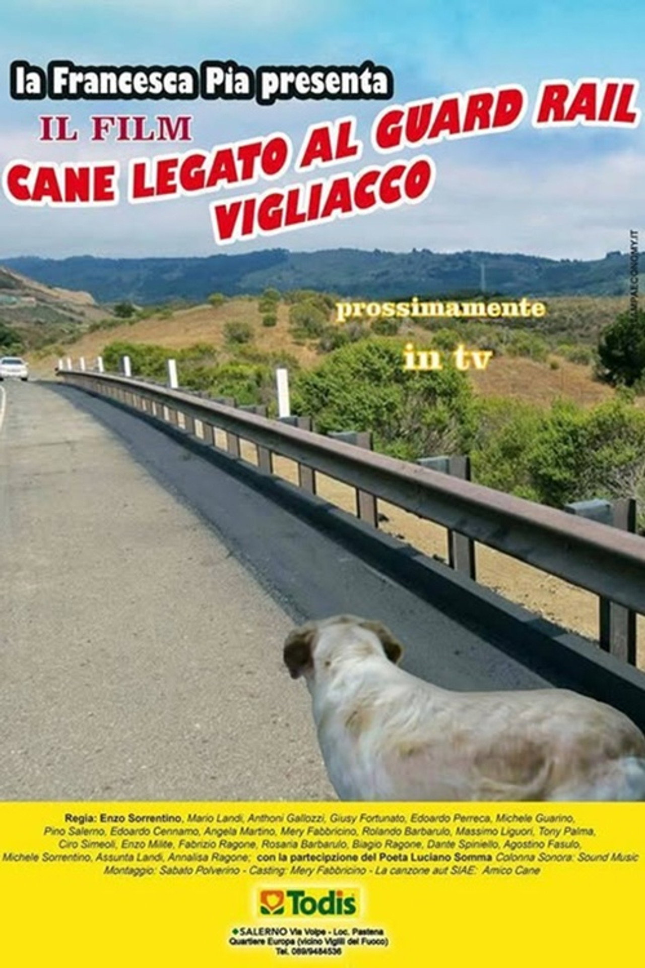 Cane legato al guard rail vigliacco Backdrop