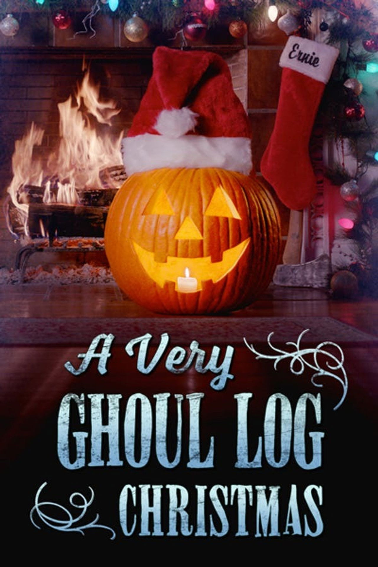A Very Ghoul Log Christmas Backdrop