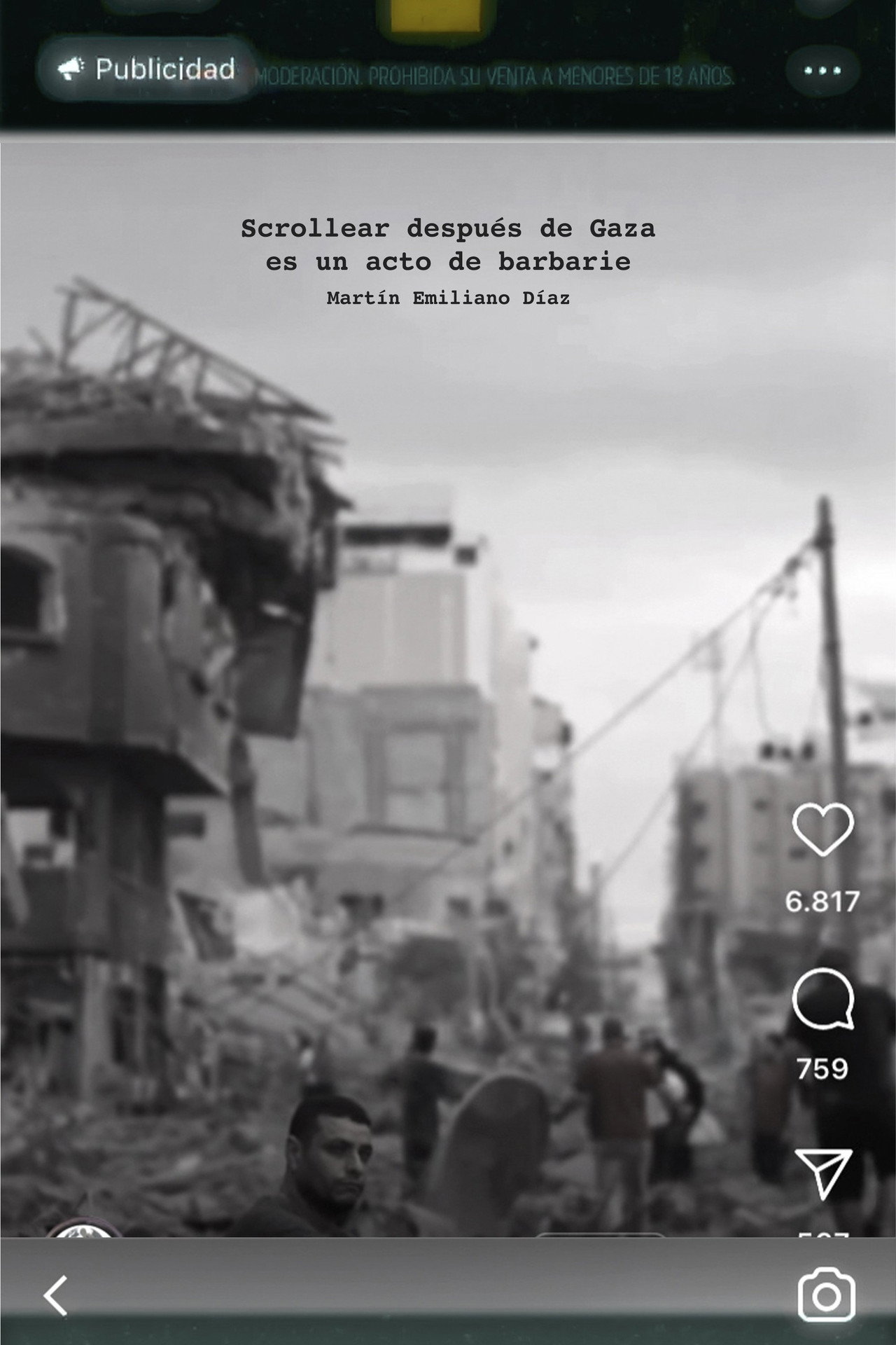 Scrollear después de gaza es un acto de barbarie