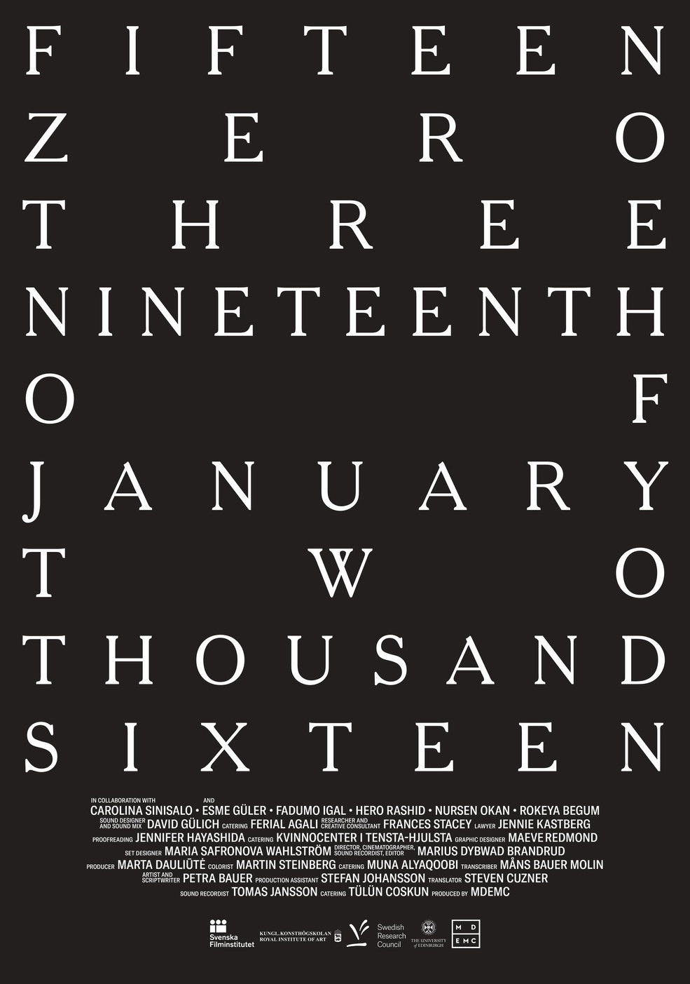 fifteen zero three nineteenth of january two thousand sixteen poster