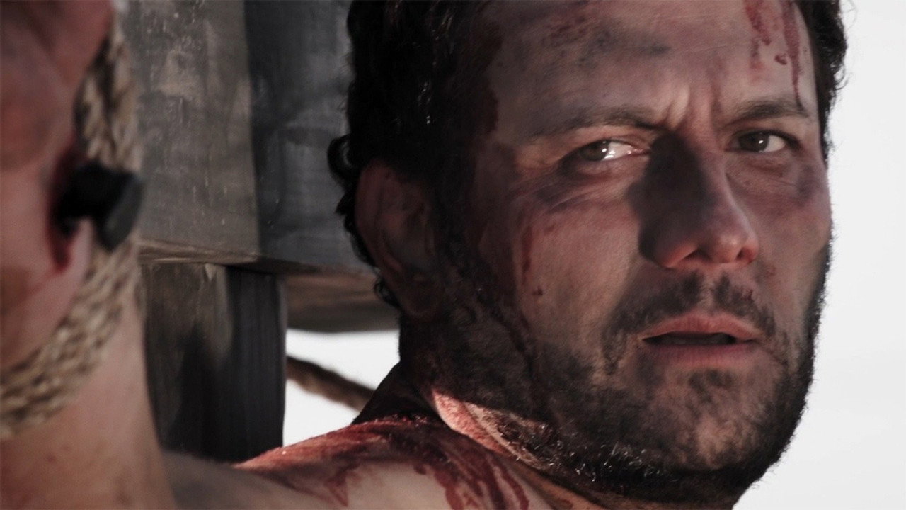 Cinematic movie scene with dark moody lighting