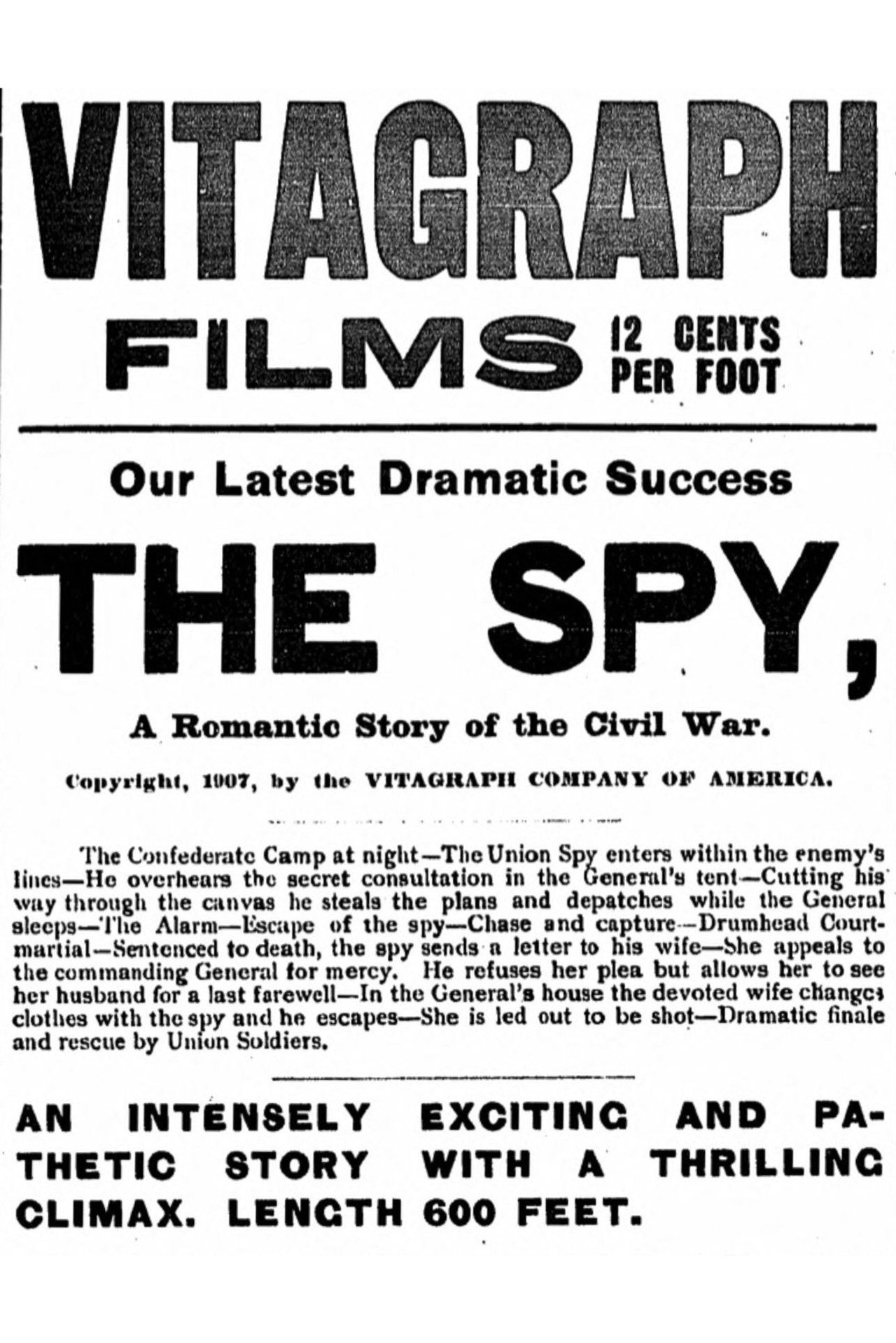 The Spy: A Romantic Story of the Civil War filmaffisch