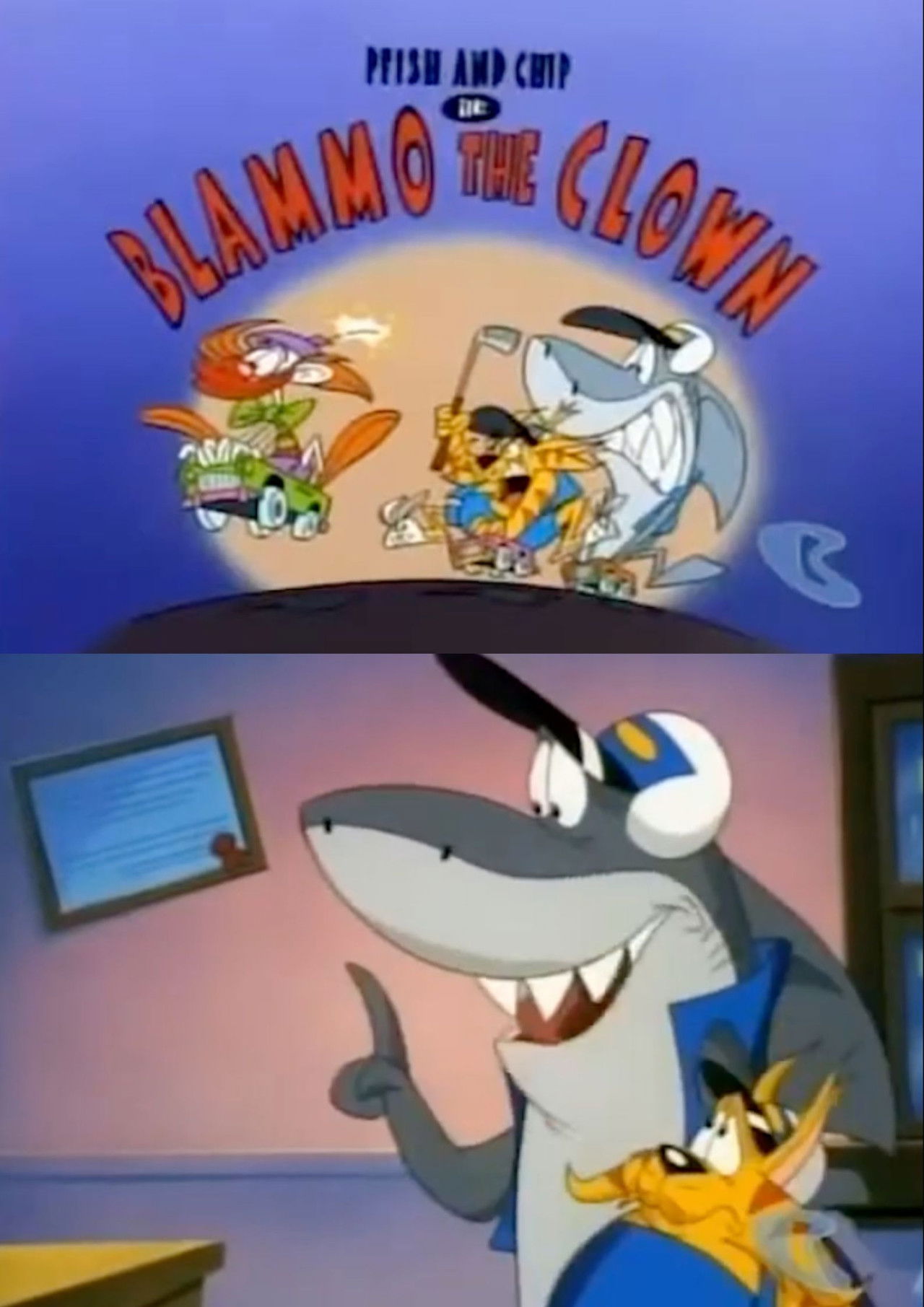 Pfish and Chip in Blammo the Clown Backdrop