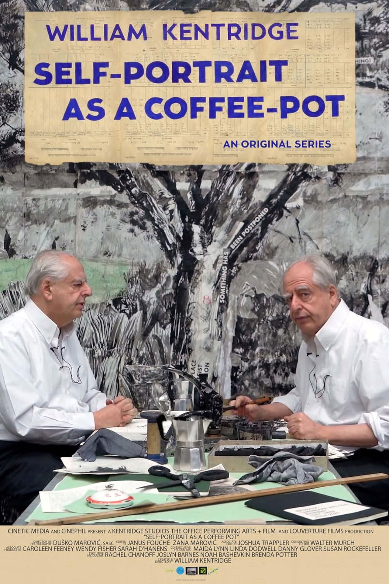 Autoportret si një Kafepotë backdrop