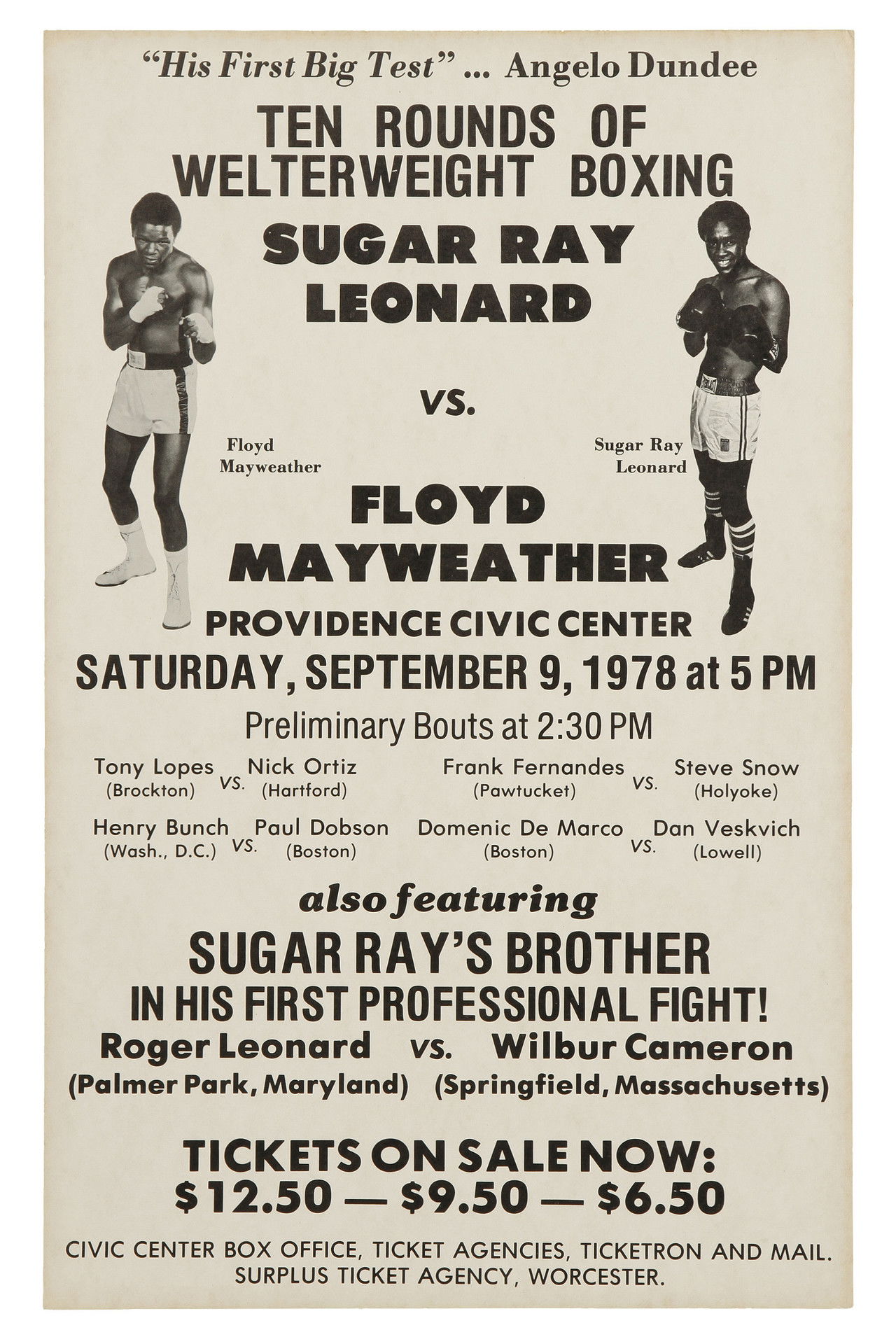 Sugar Ray Leonard vs. Floyd Mayweather Sr Backdrop