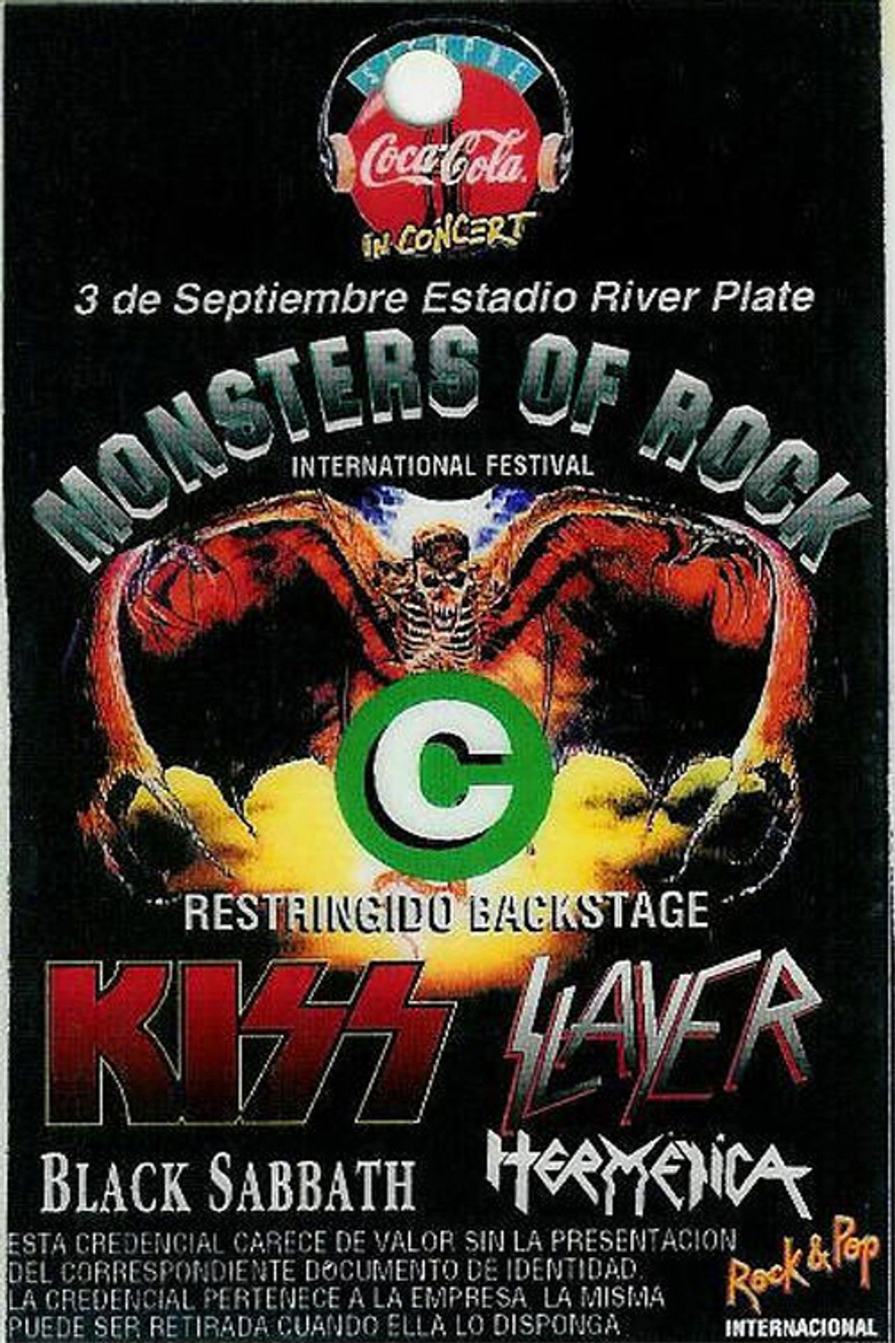 Black Sabbath. River Plate Stadium Buenos Aries 1994 Backdrop