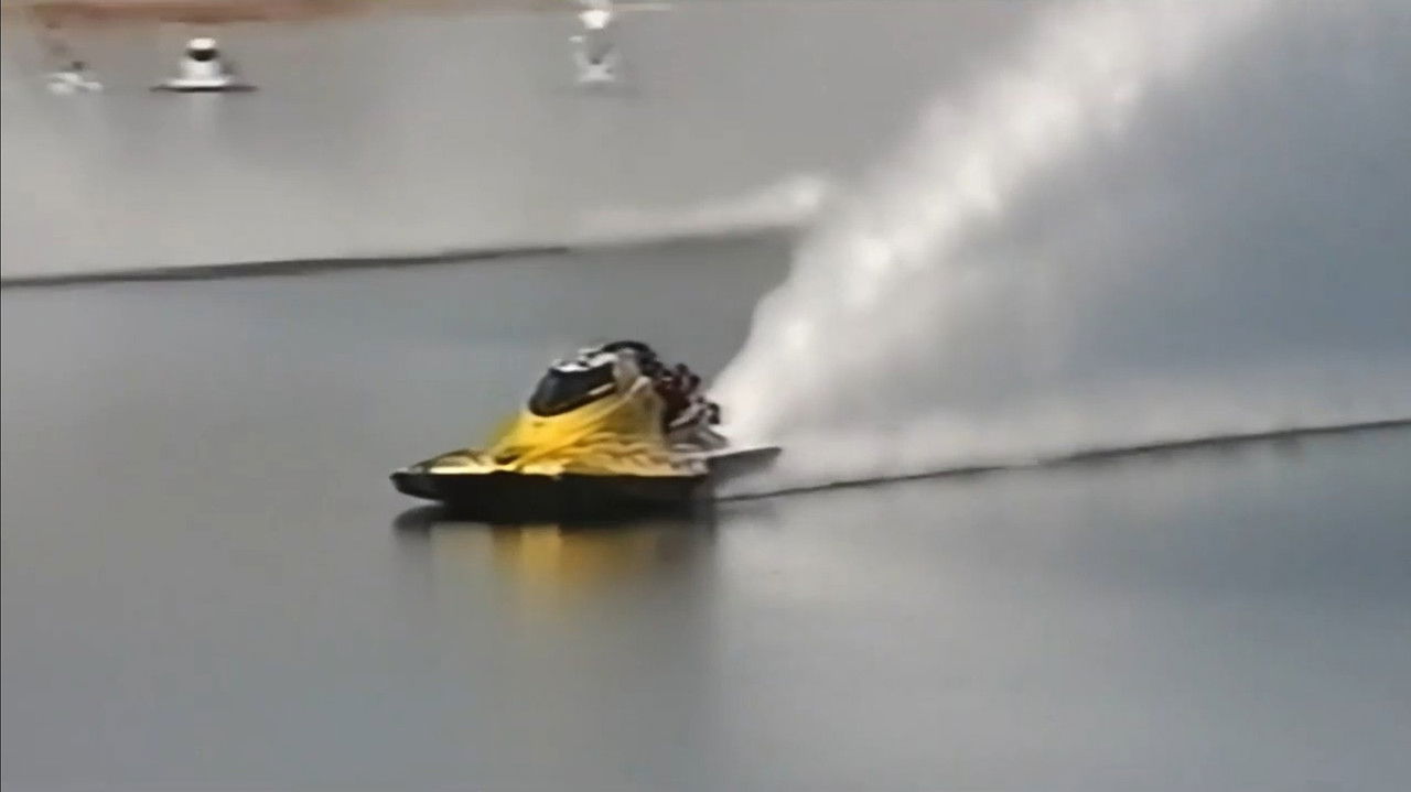 A speedboat shatters at full throttle