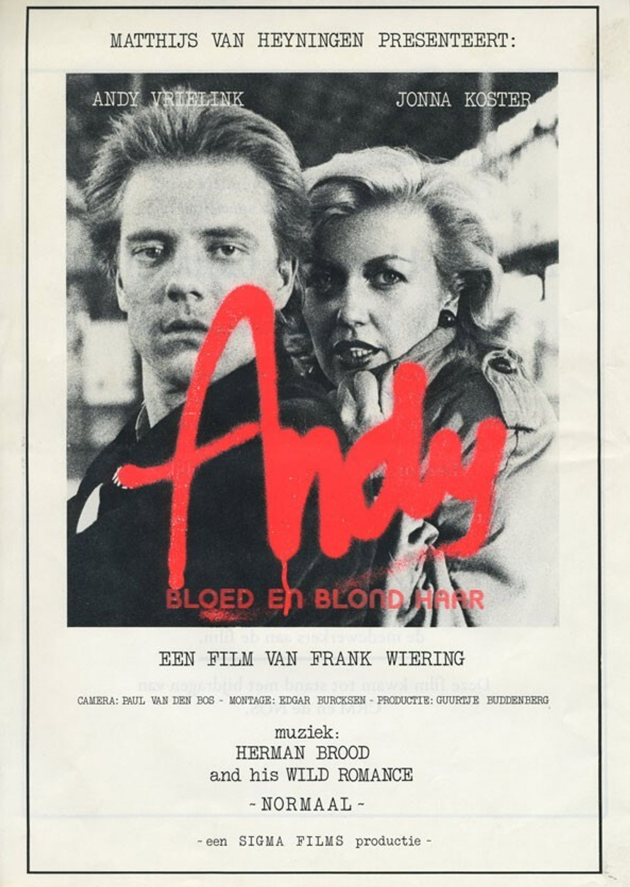 Andy, bloed en blond haar filmaffisch
