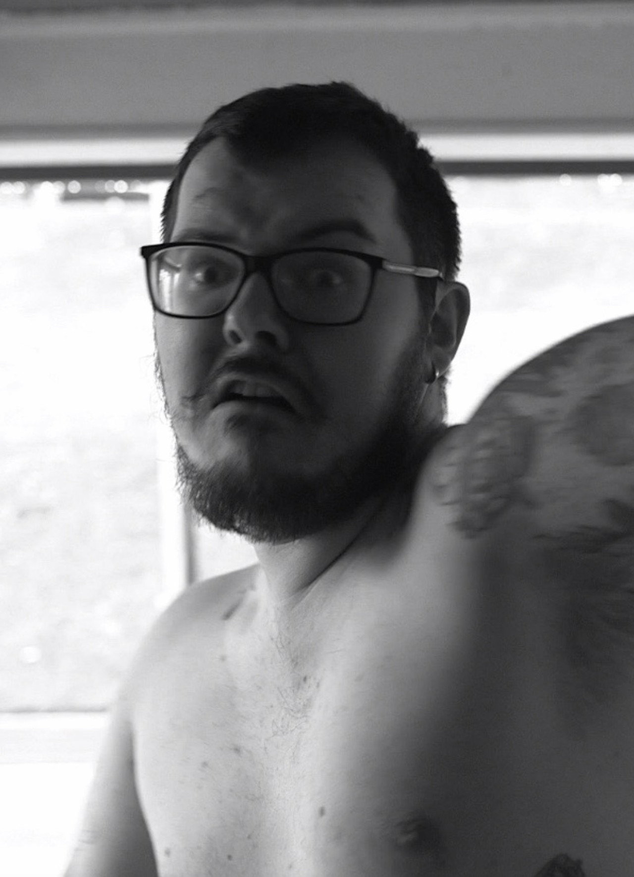 Naked Man with a Hammer Backdrop