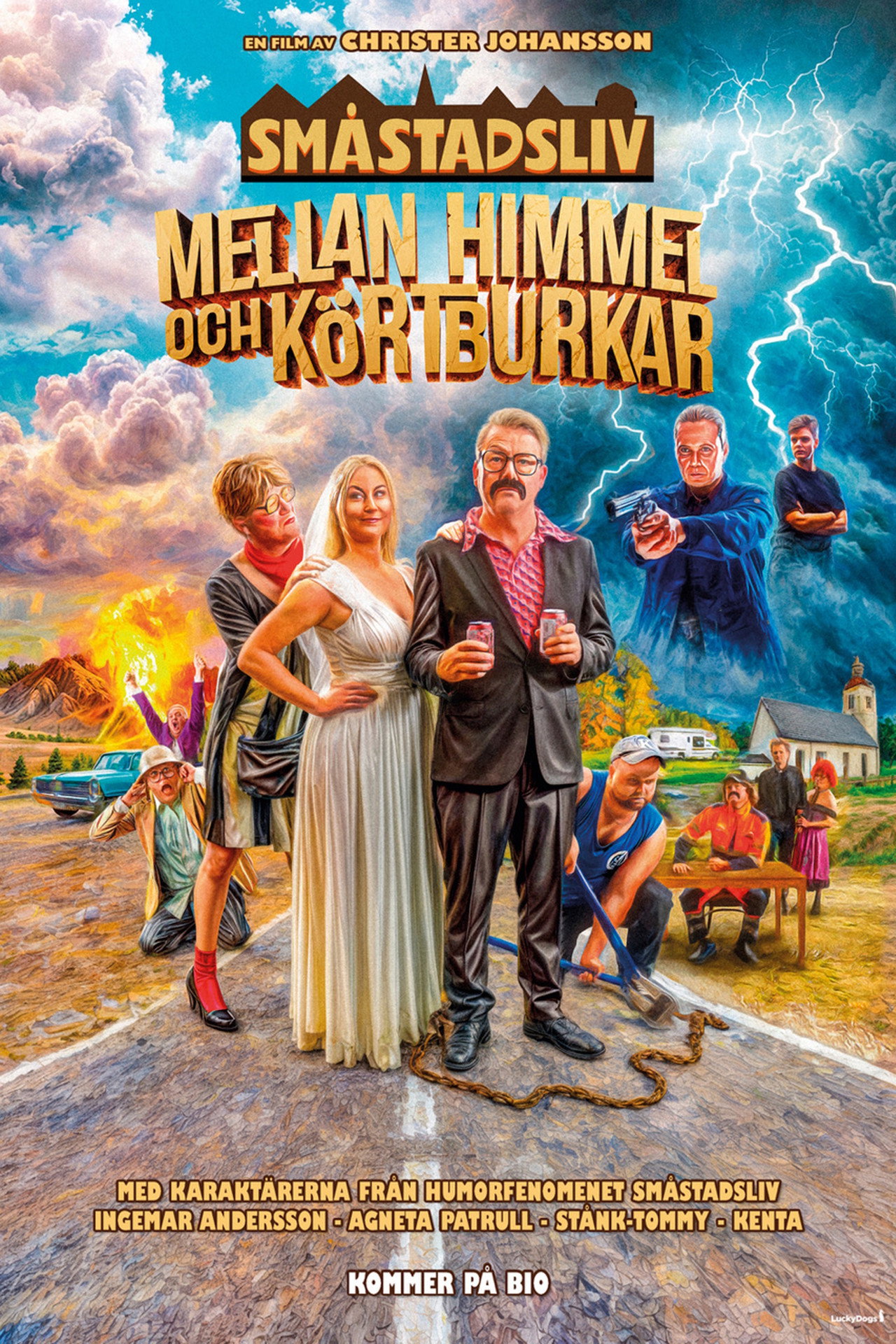 Småstadsliv - mellan himmel och körtburkar poster