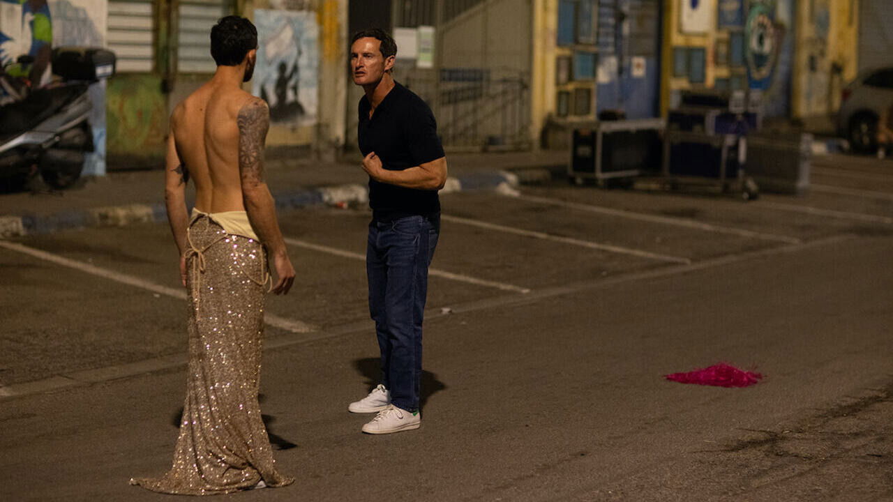 A Man Walks Down the Street backdrop