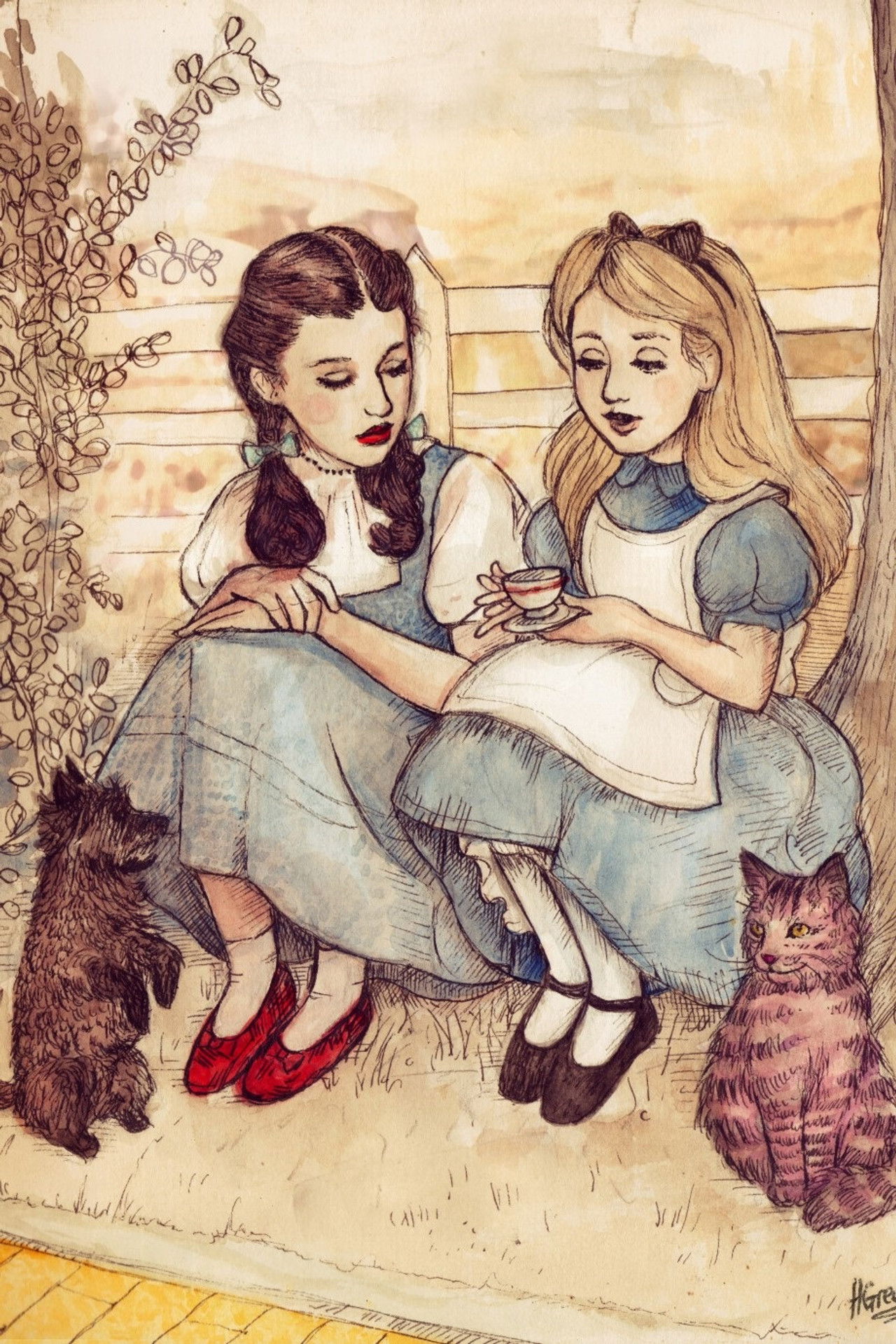 Dorothy and Alice Backdrop