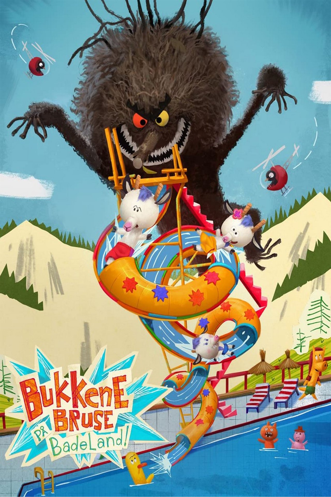 Bukkene Bruse på badeland poster