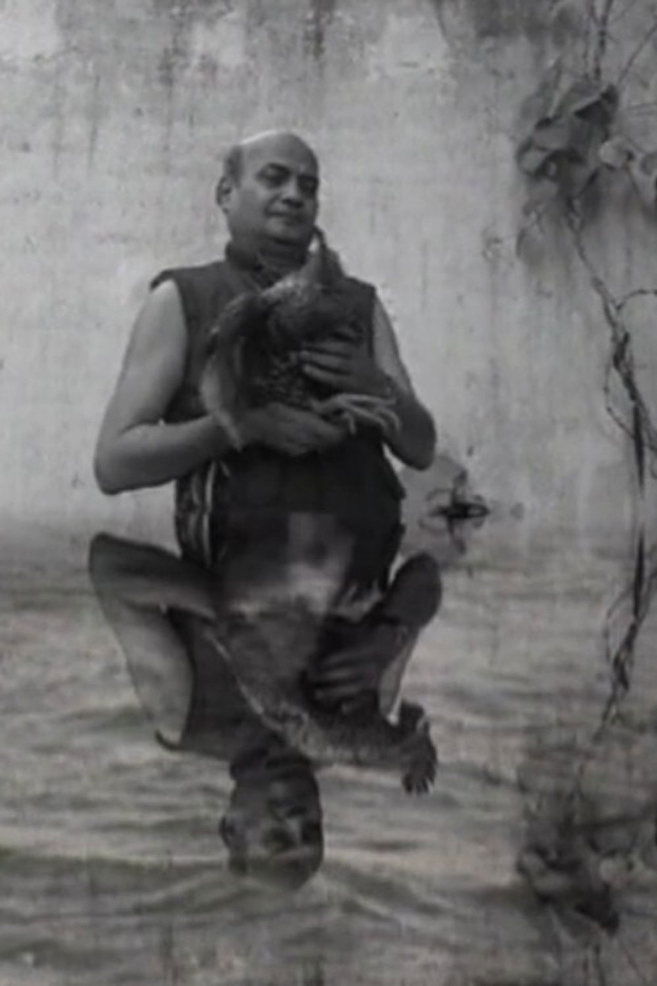 Man with Cockerel Backdrop